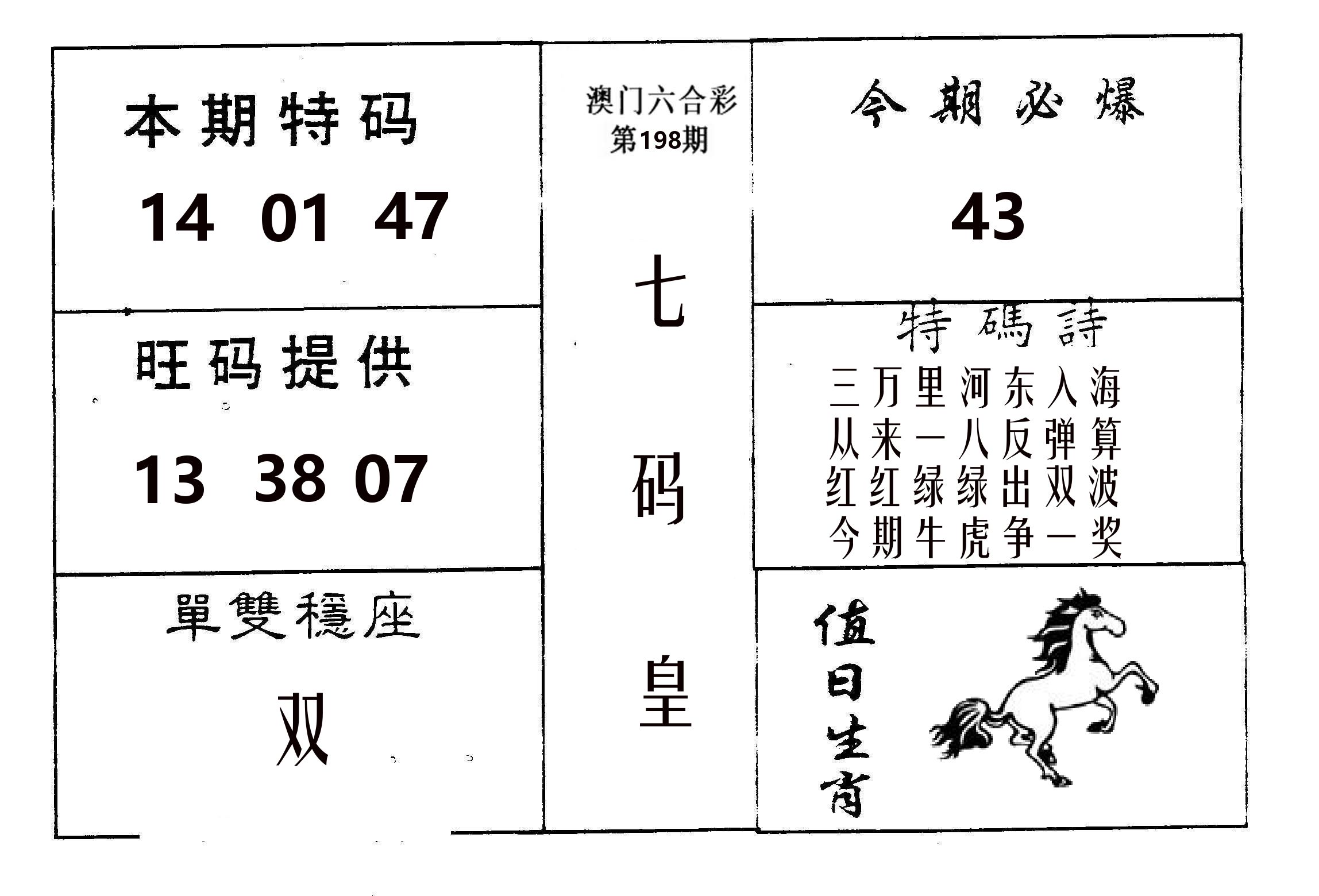 七码皇 第198期