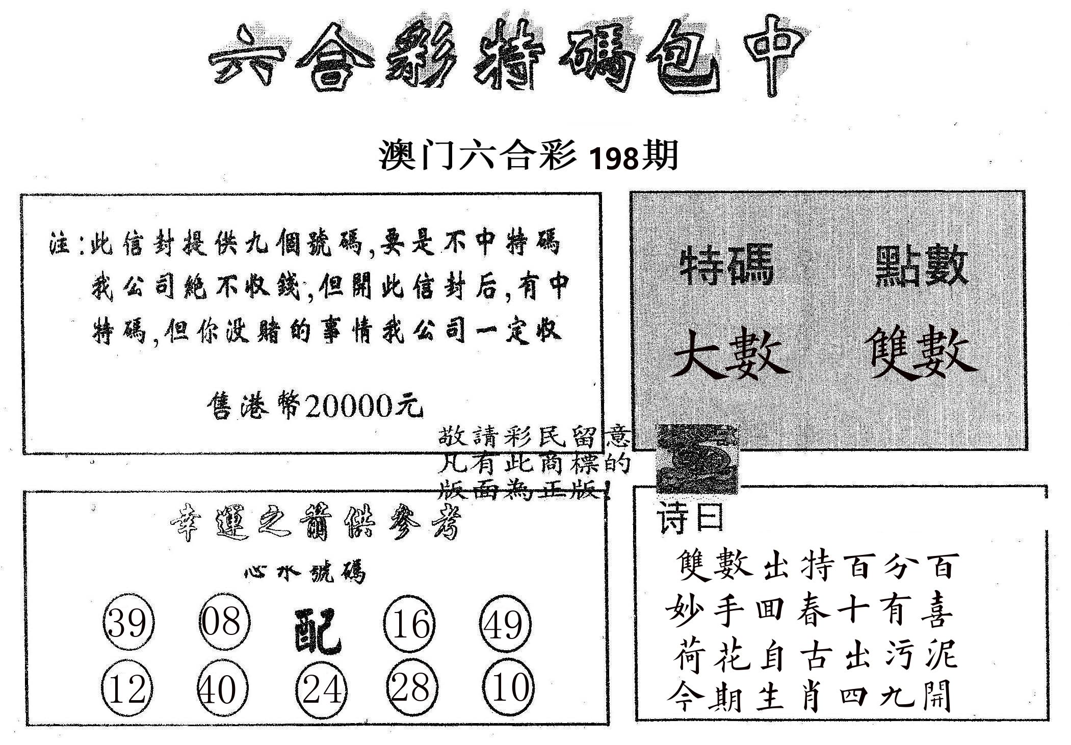 20000包中B 第198期