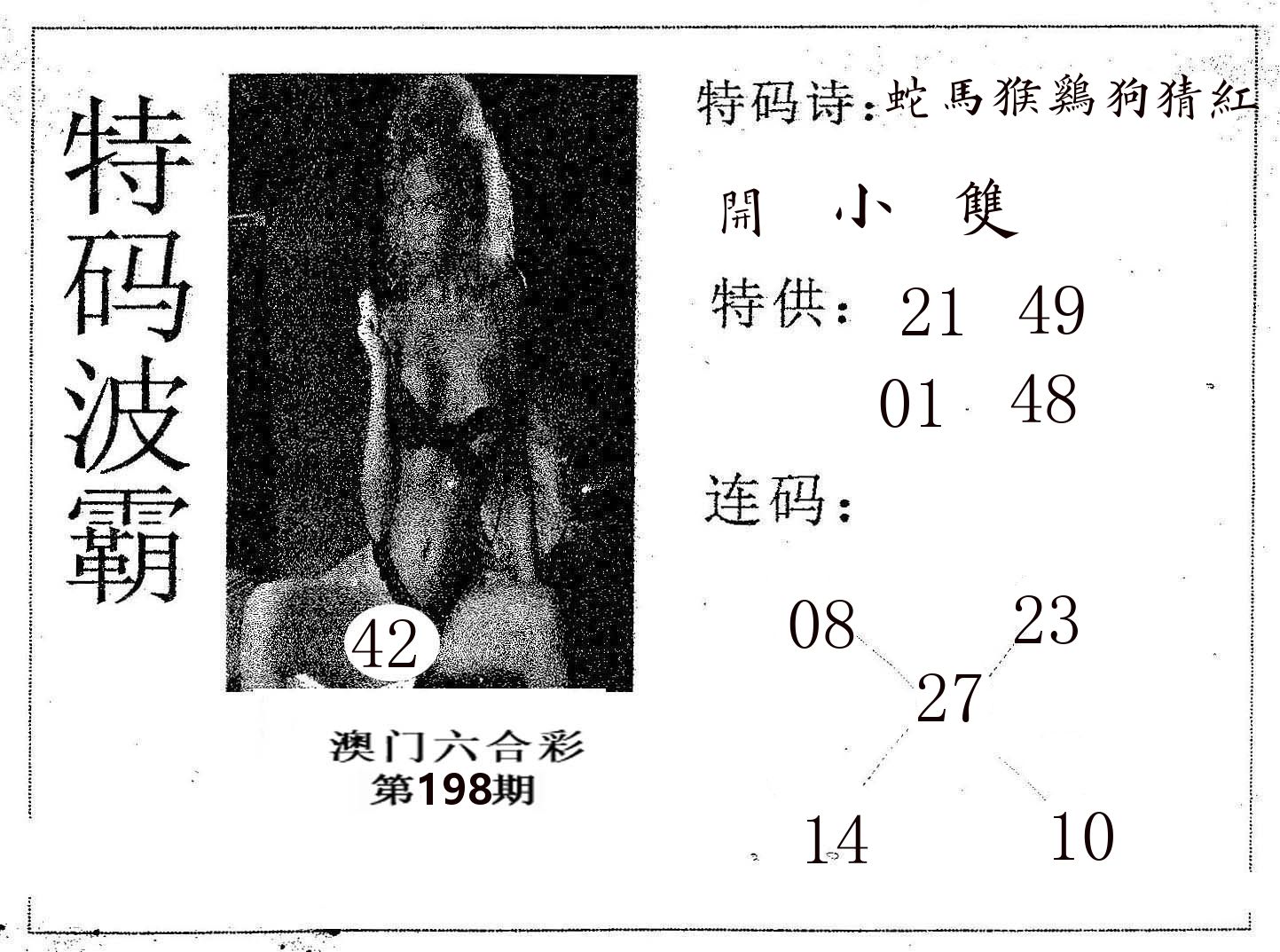 特码波霸 第198期