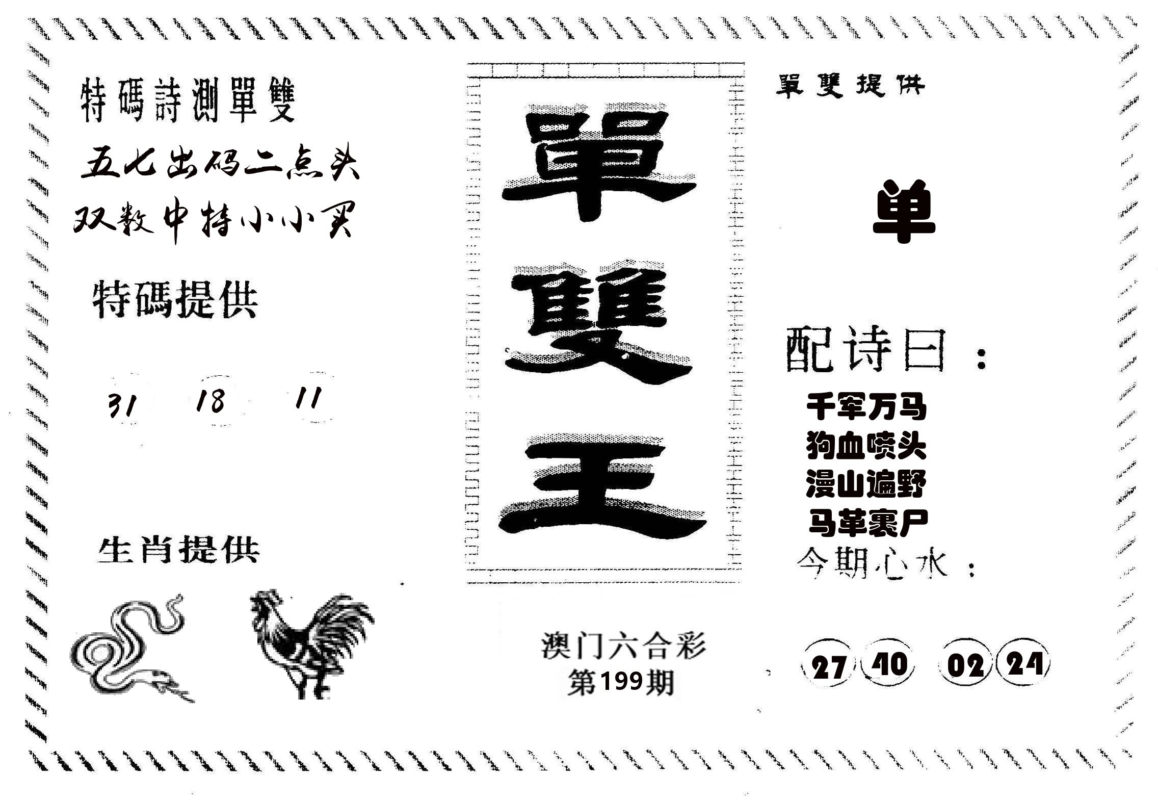 单双王B 第199期