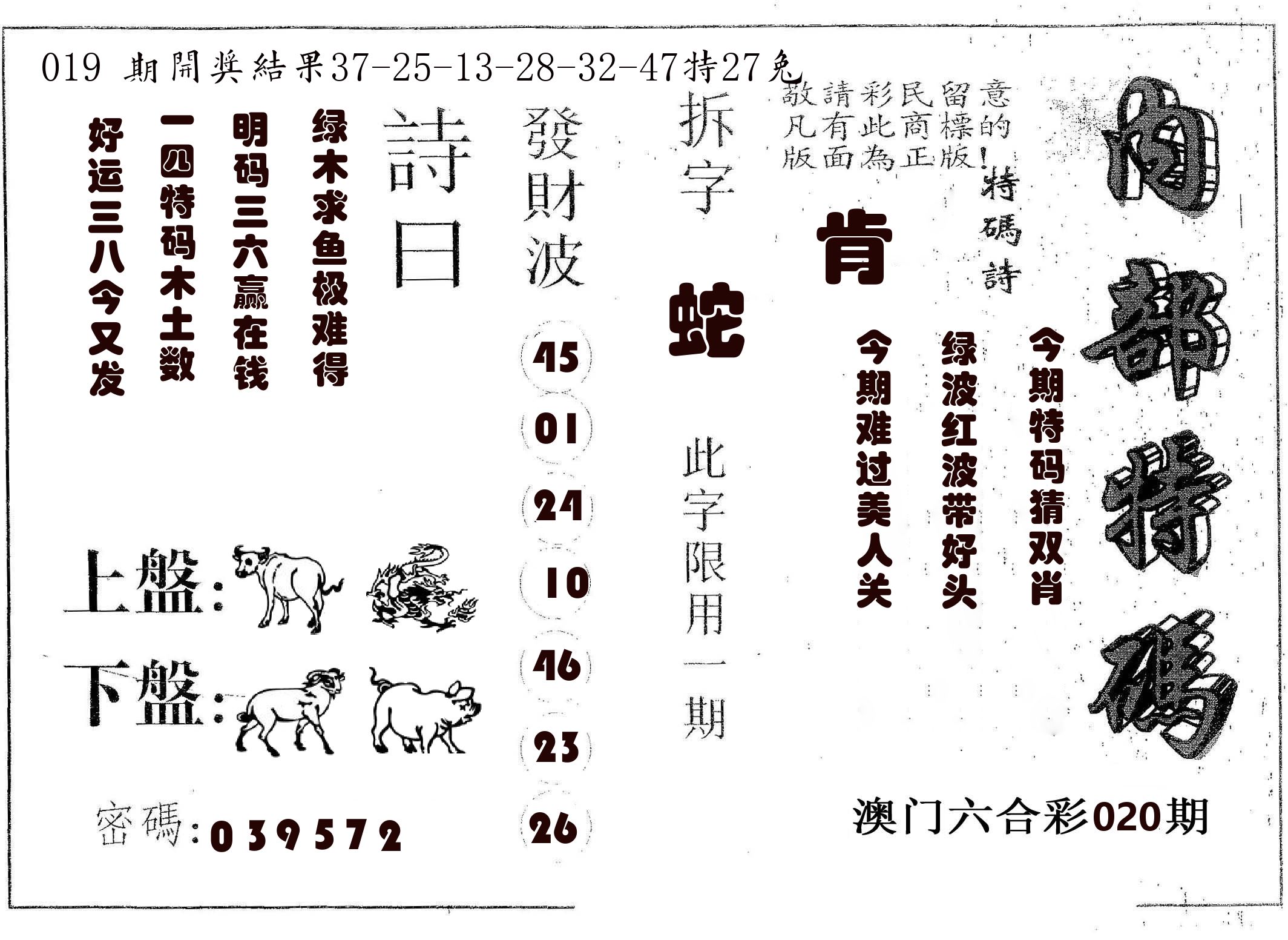 内部特码 第20期