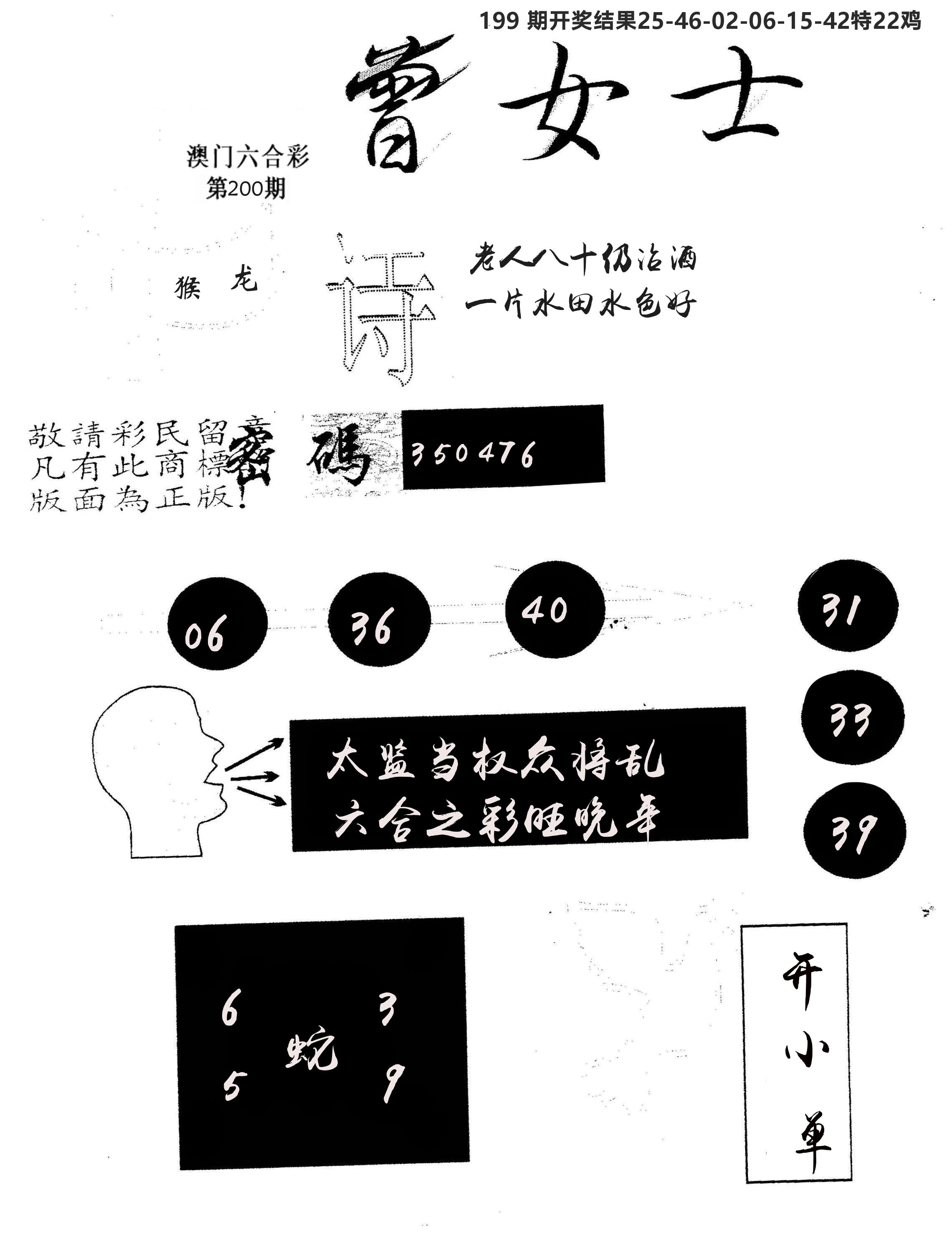 另版曾女士百灵鸟 第200期