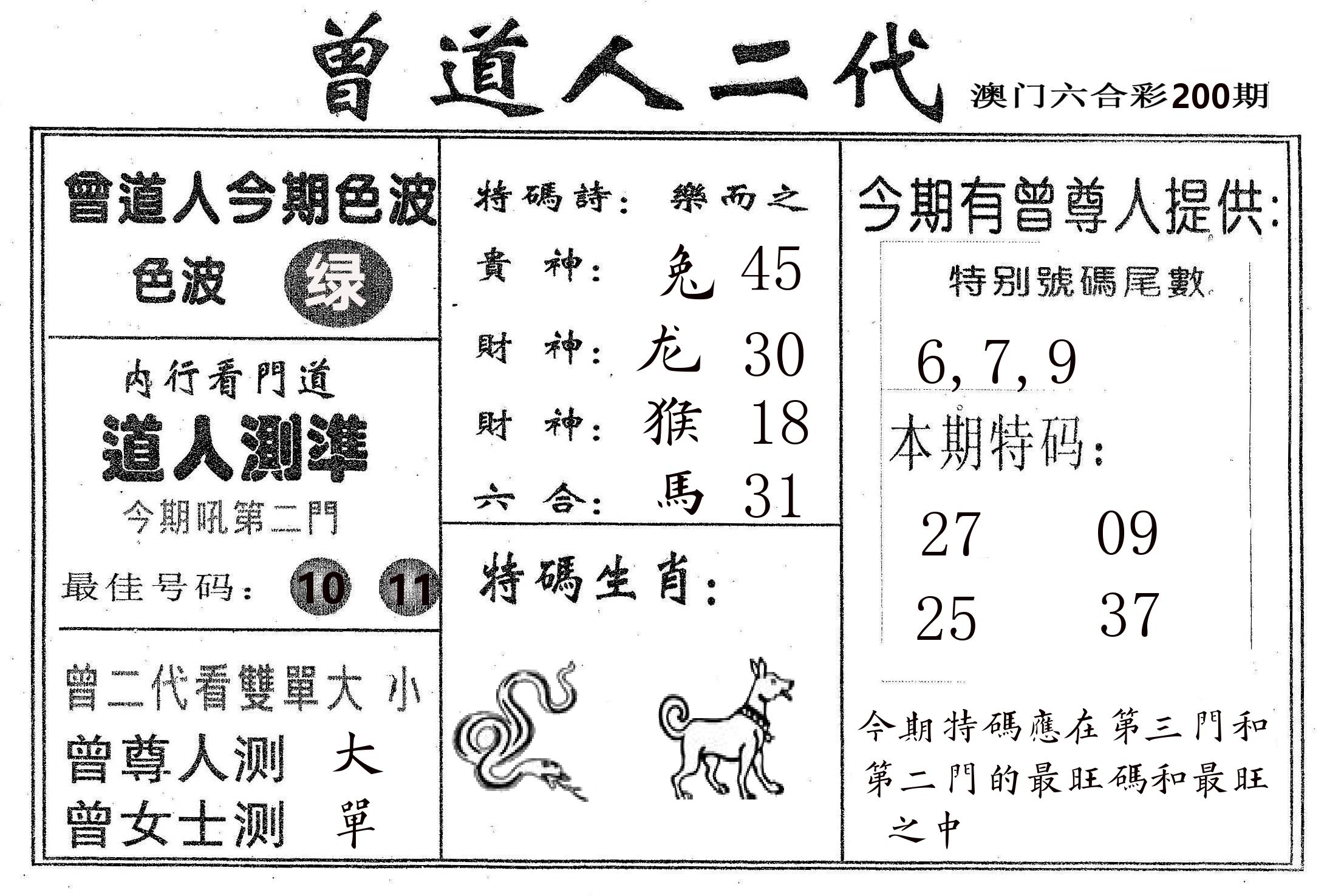 曾二代 第200期