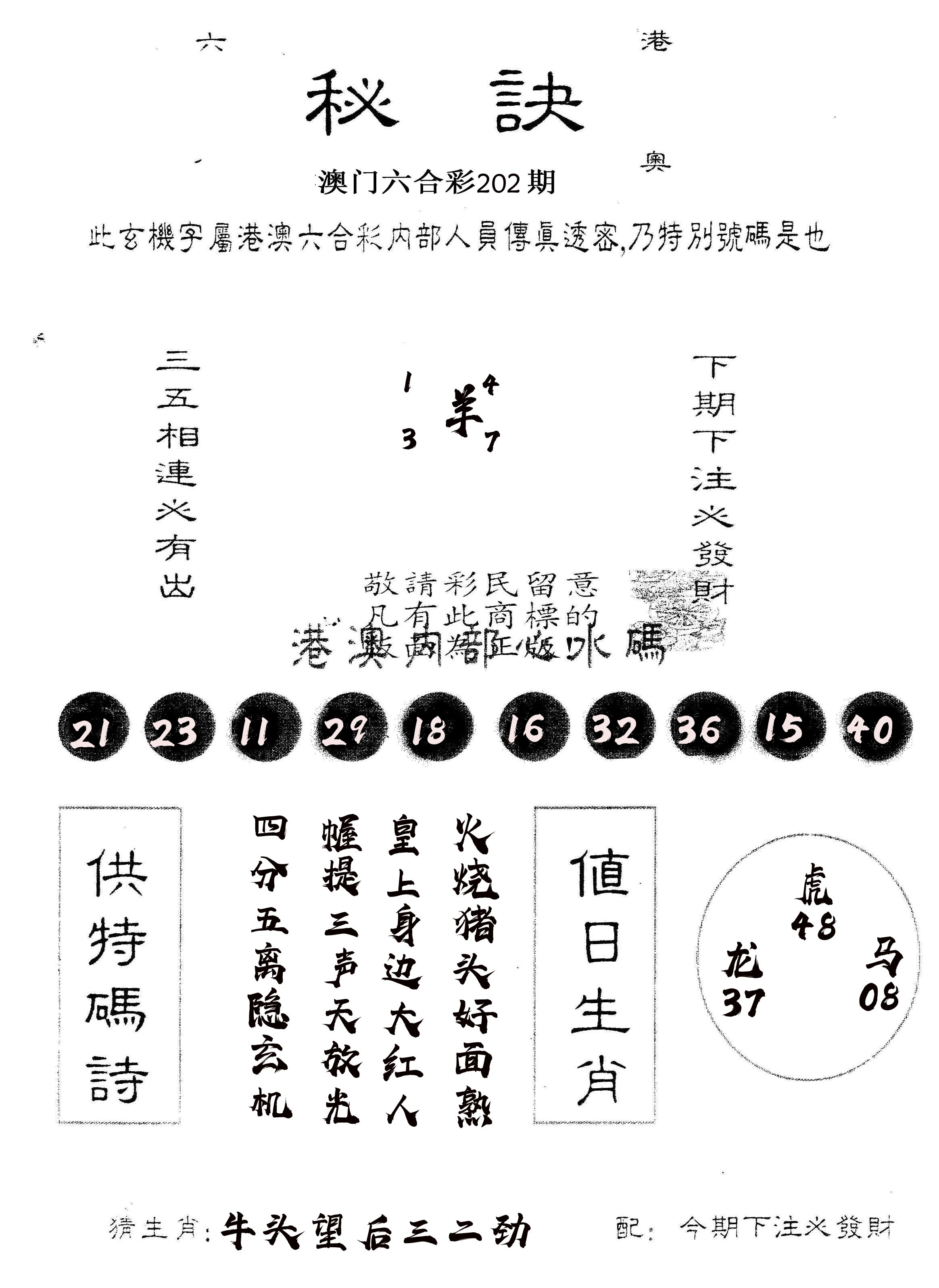 另版秘诀 第202期