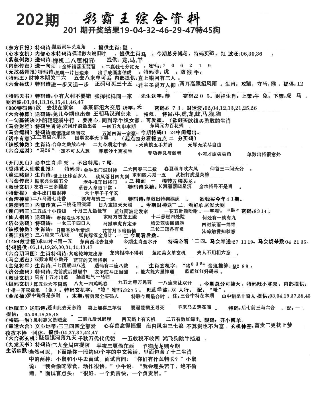 澳门综合资料 第202期