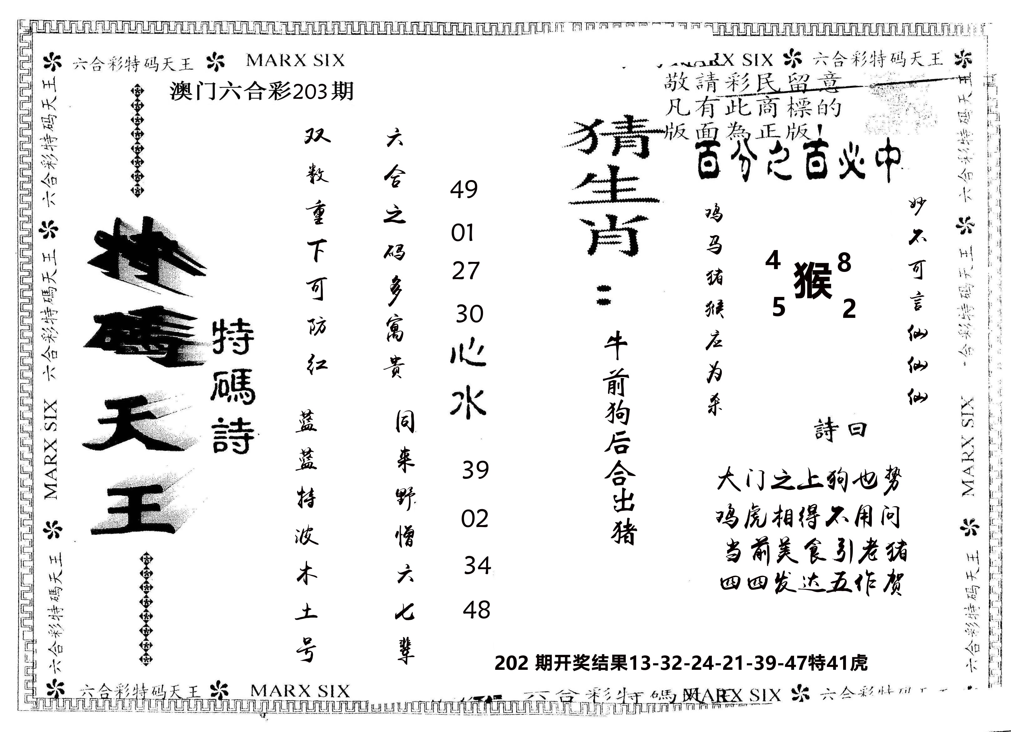 另版特码天王 第203期
