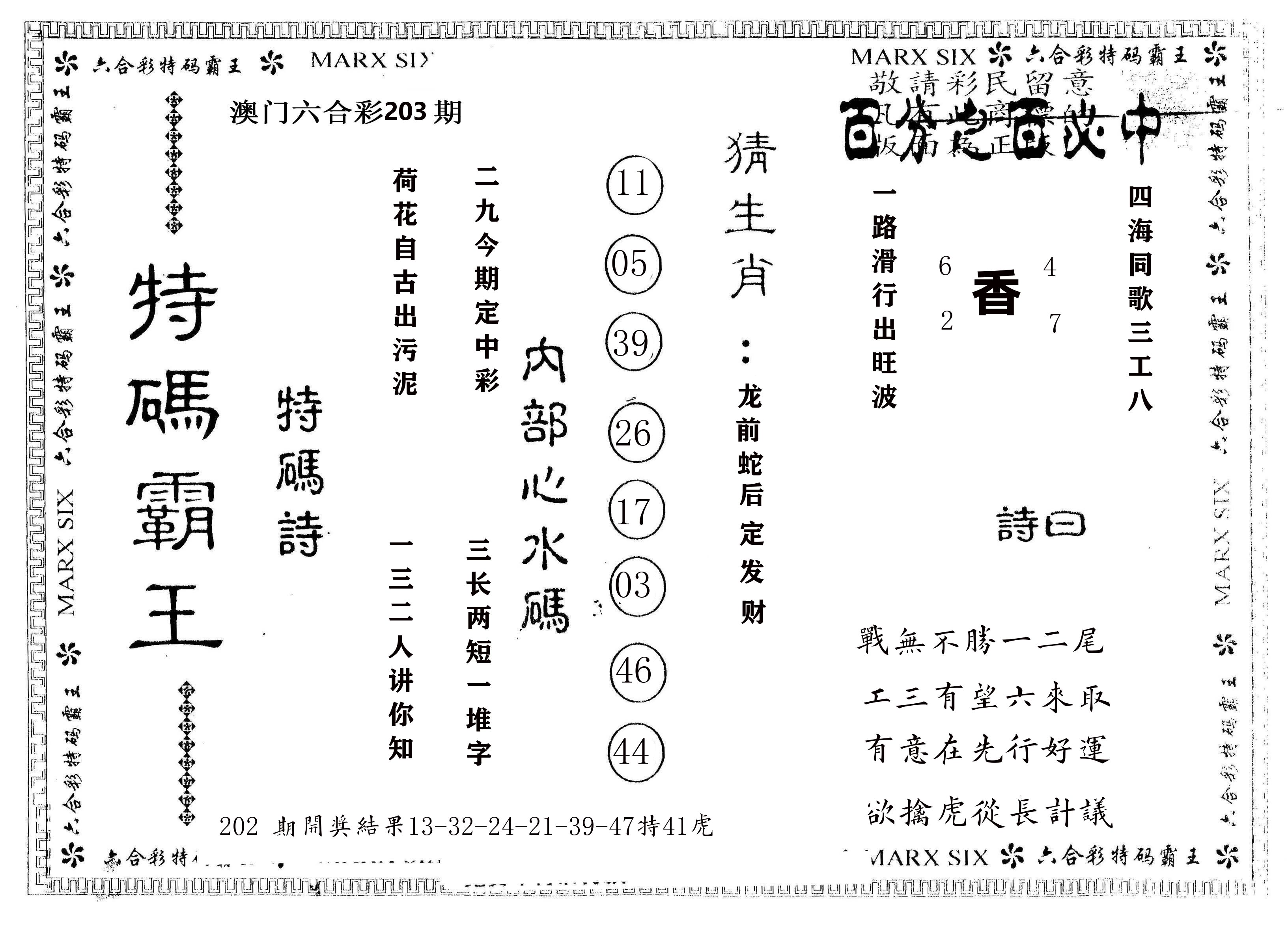 另版特码霸王 第203期