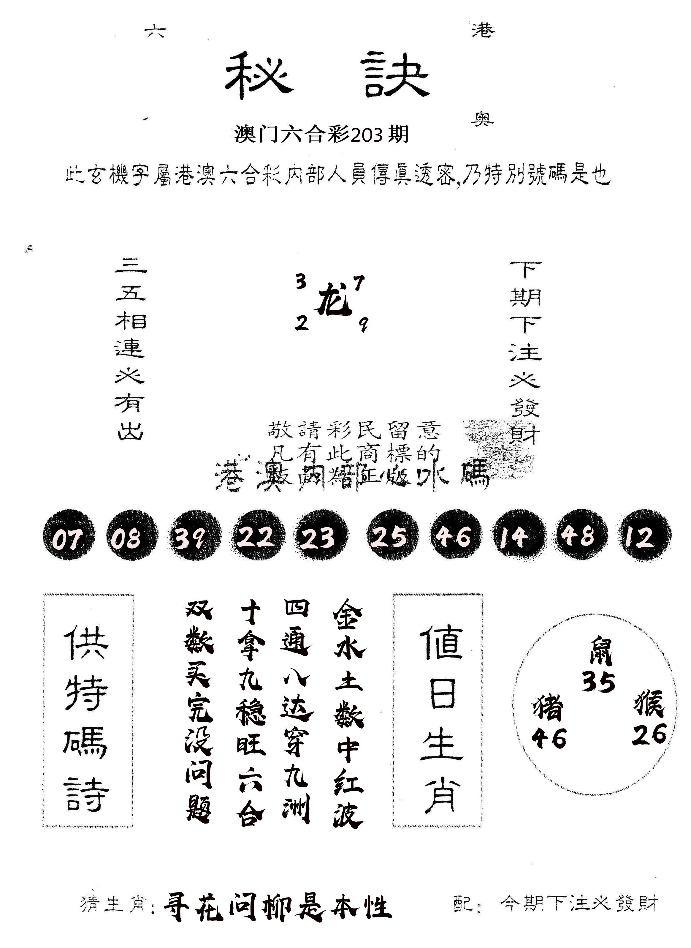 另版秘诀 第203期