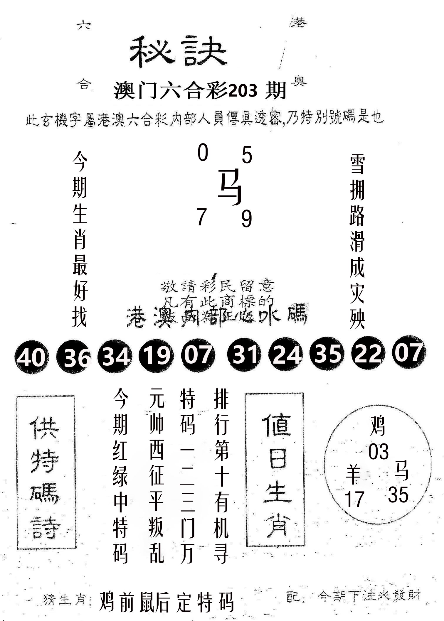秘决 第203期