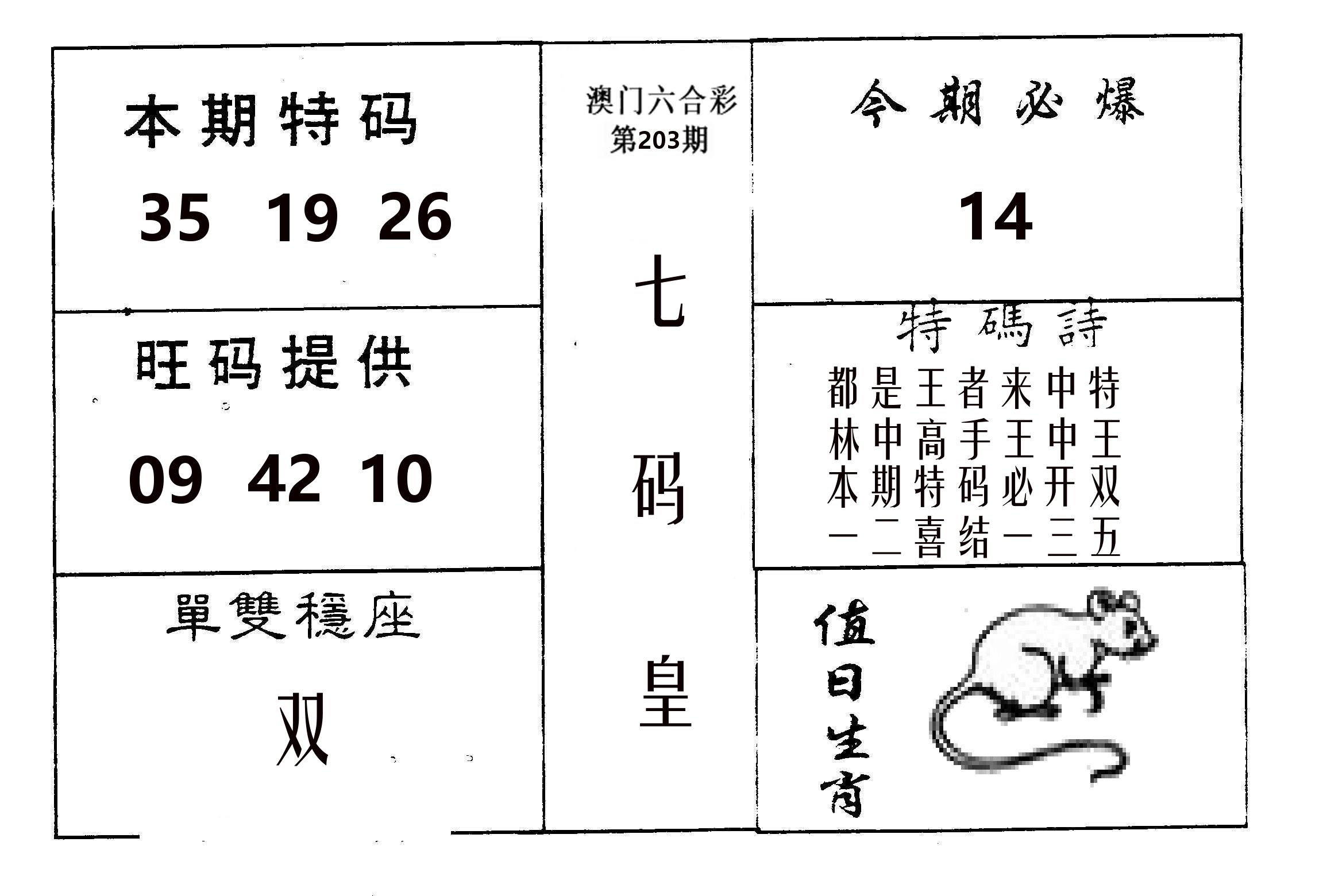 七码皇 第203期