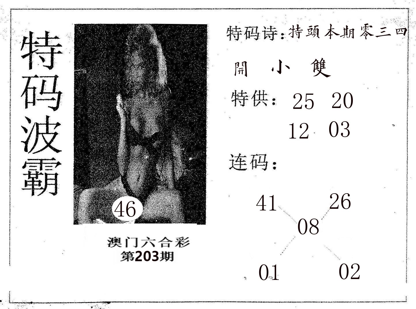 特码波霸 第203期