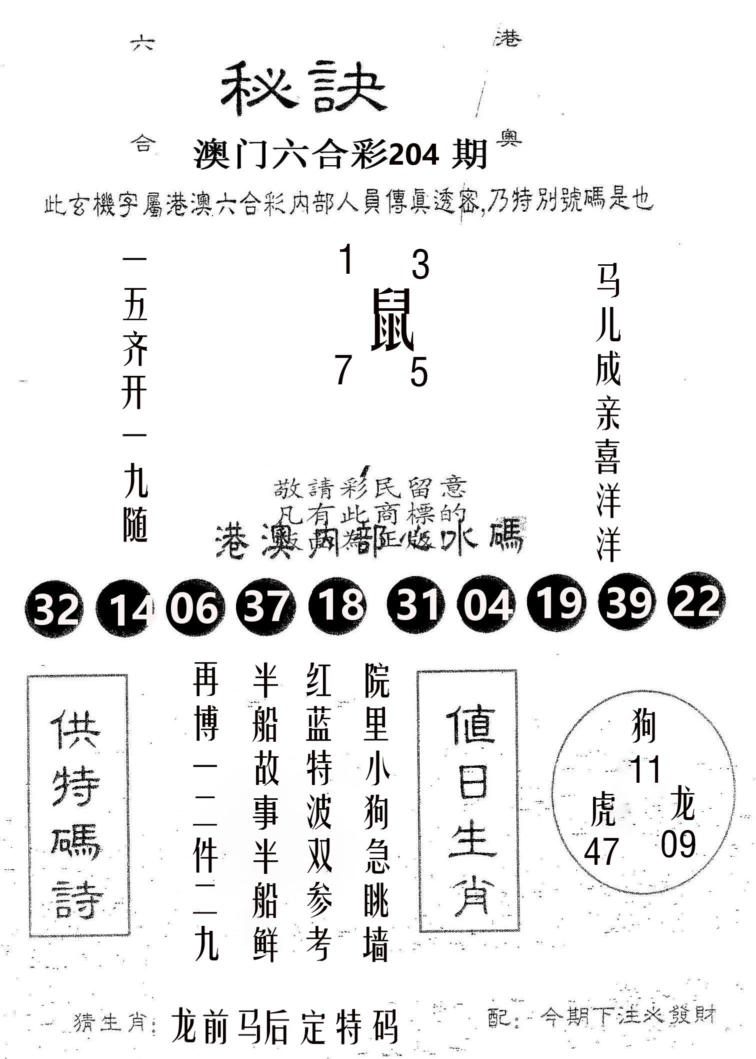 秘决 第204期