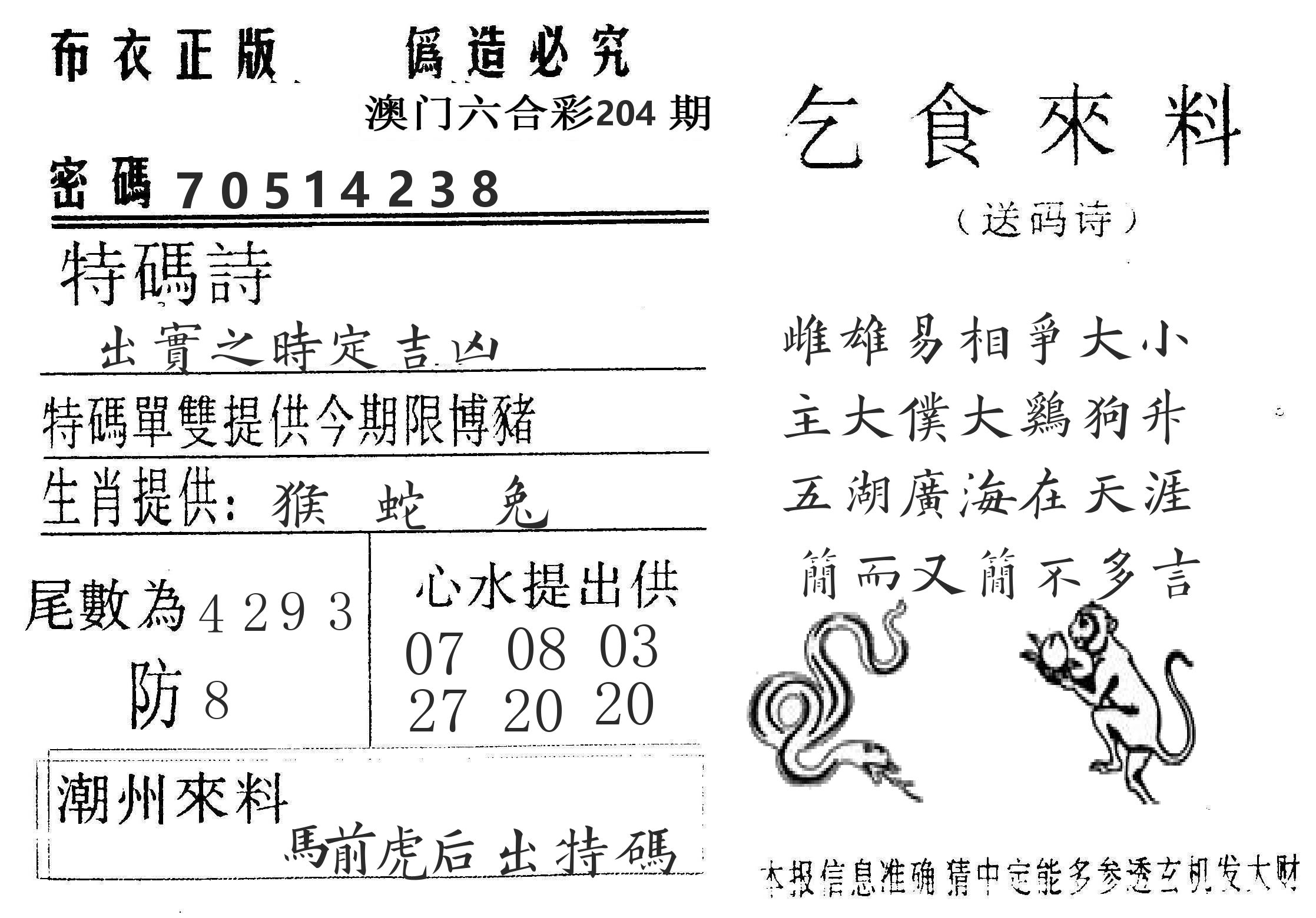千禧码王 第204期
