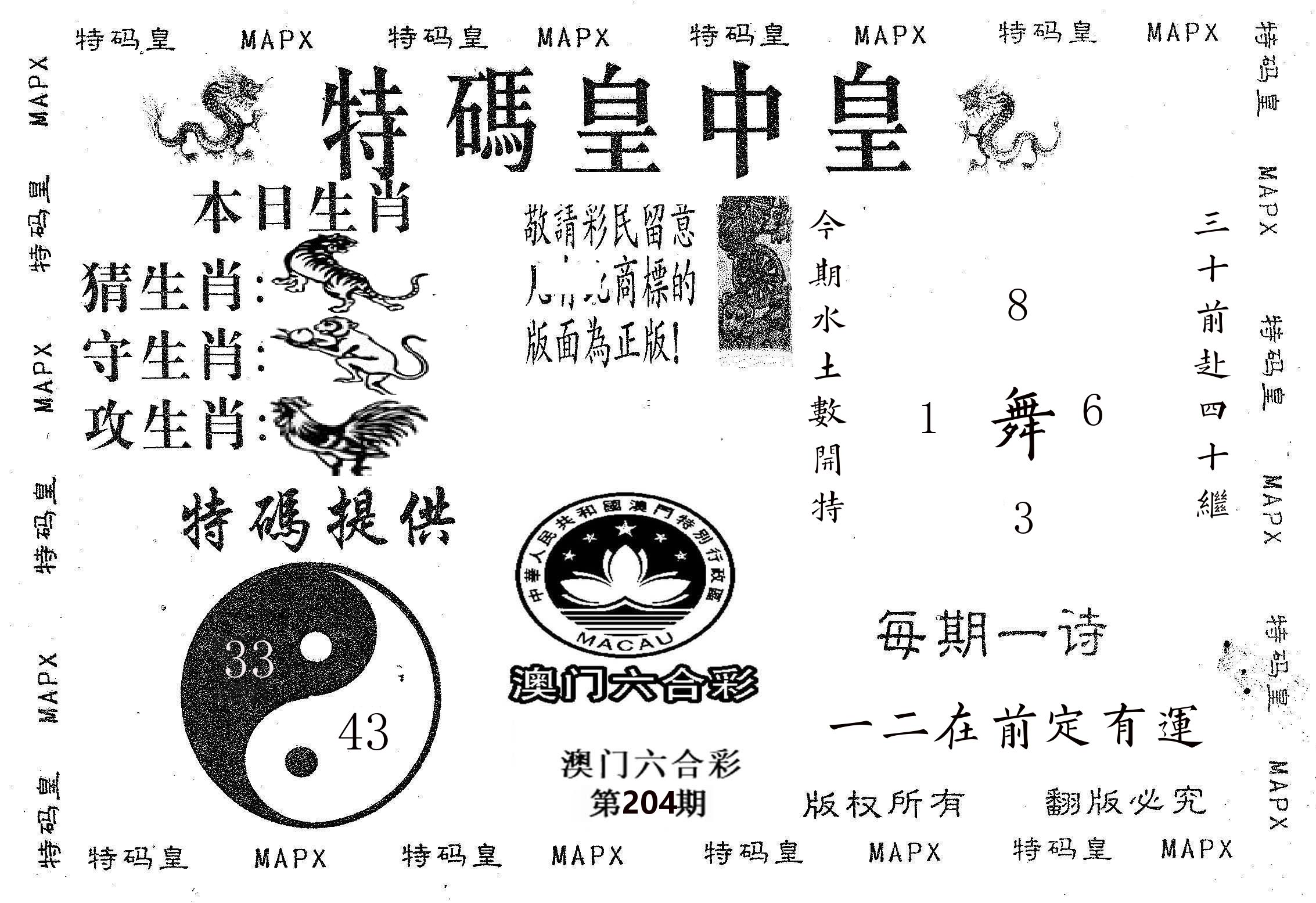 皇中皇B 第204期
