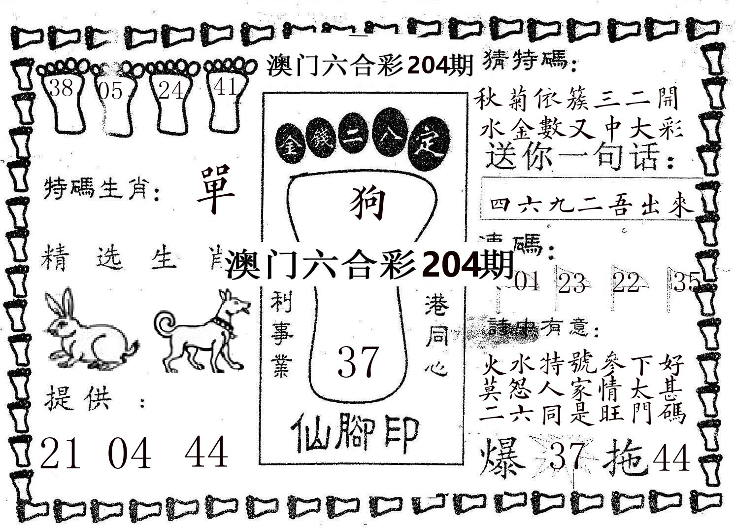 仙脚印 第204期