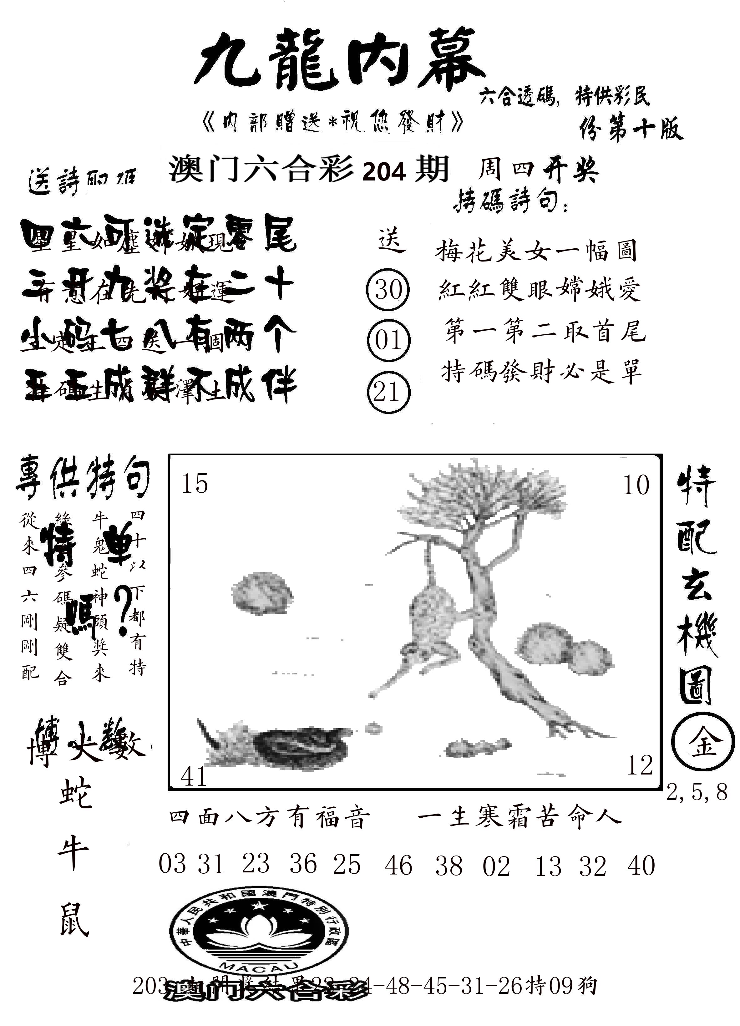 澳门传真2 第204期