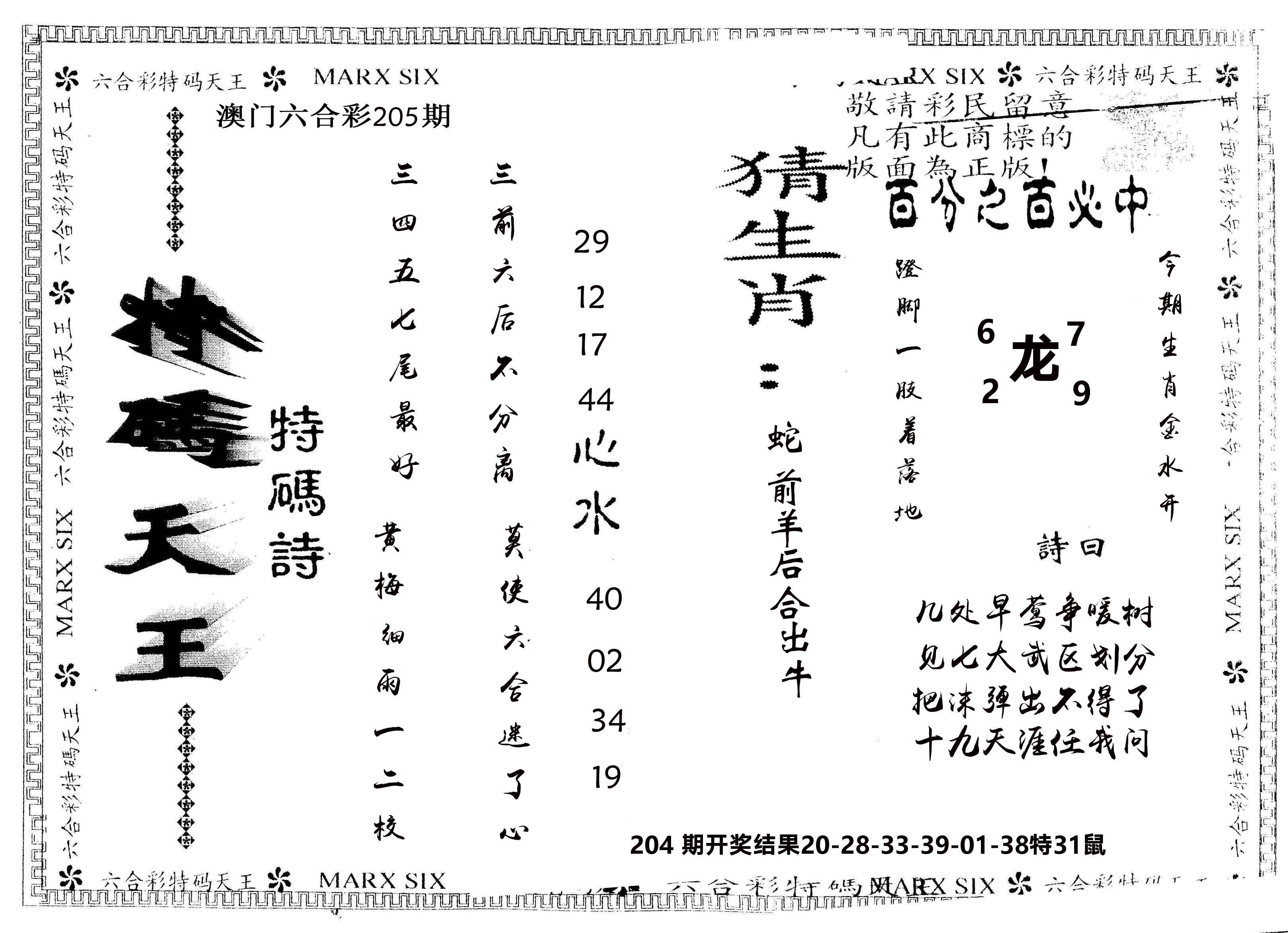 另版特码天王 第205期