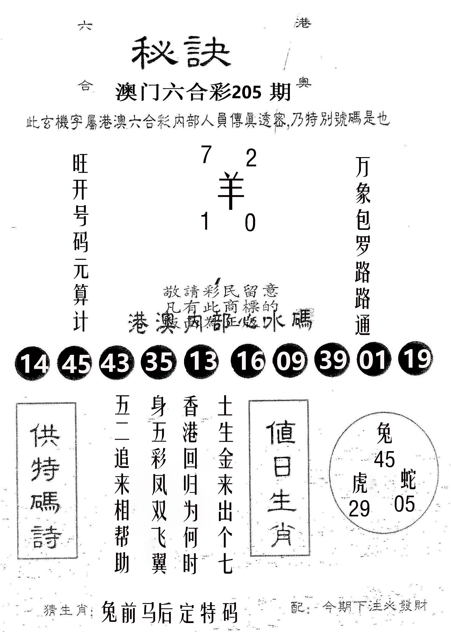 秘决 第205期