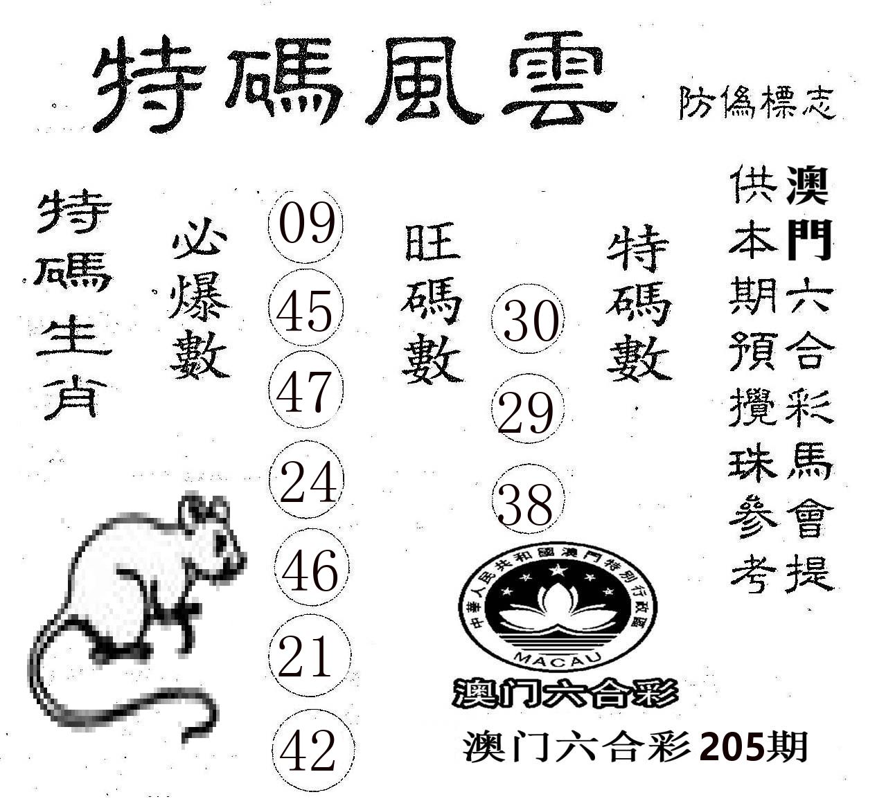 特码风云 第205期
