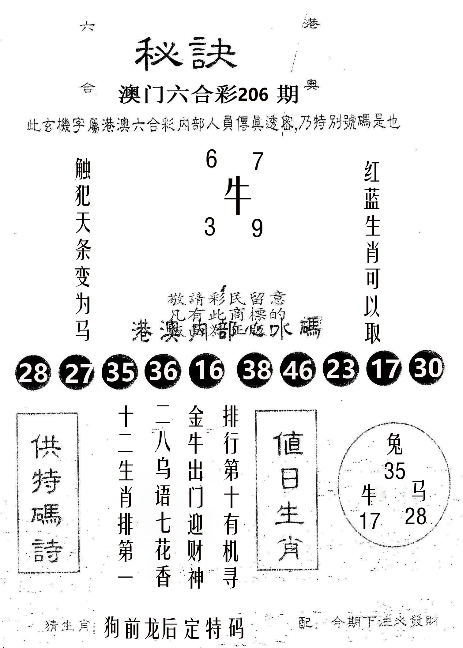 秘决 第206期