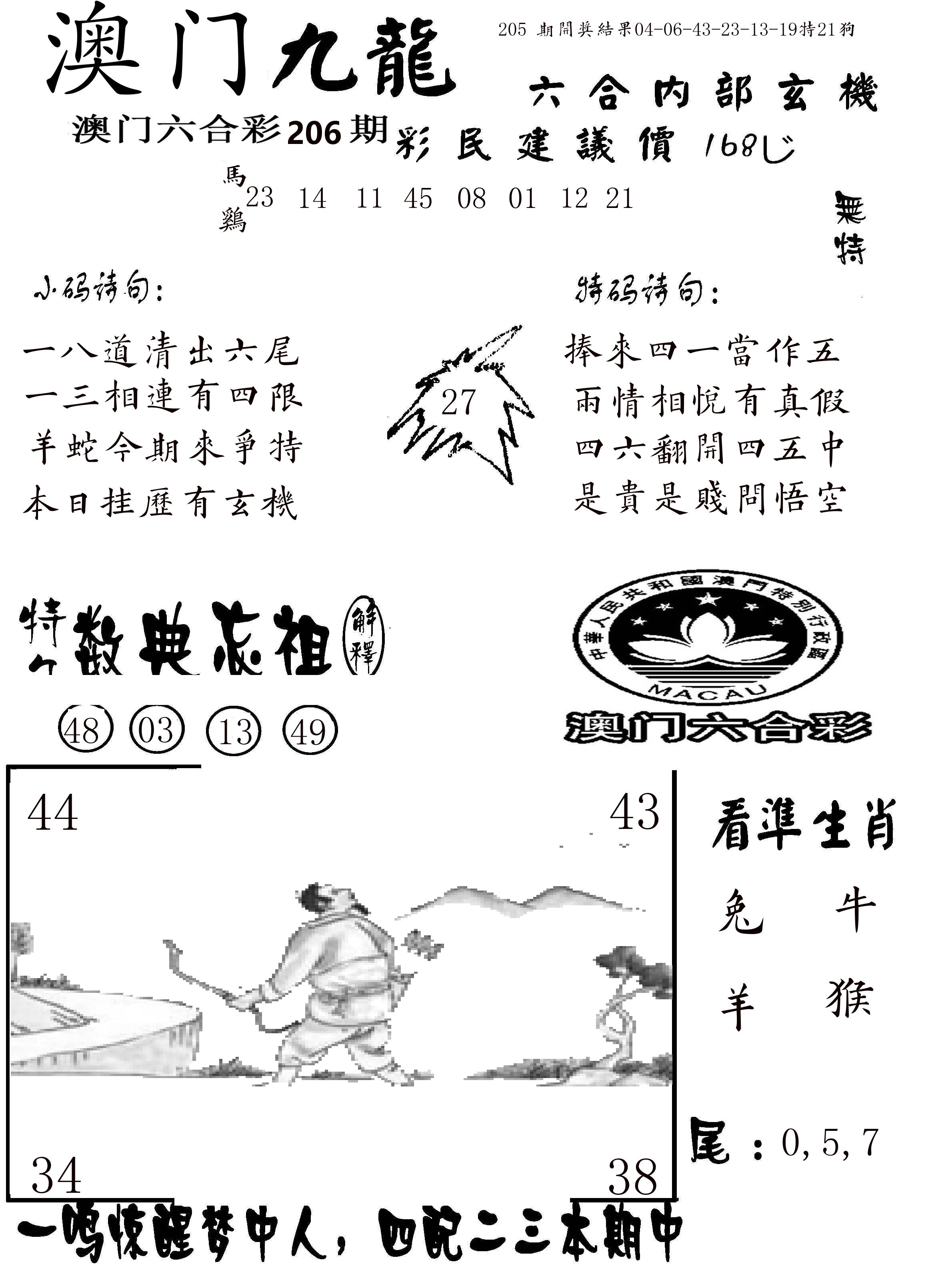 澳门传真1 第206期