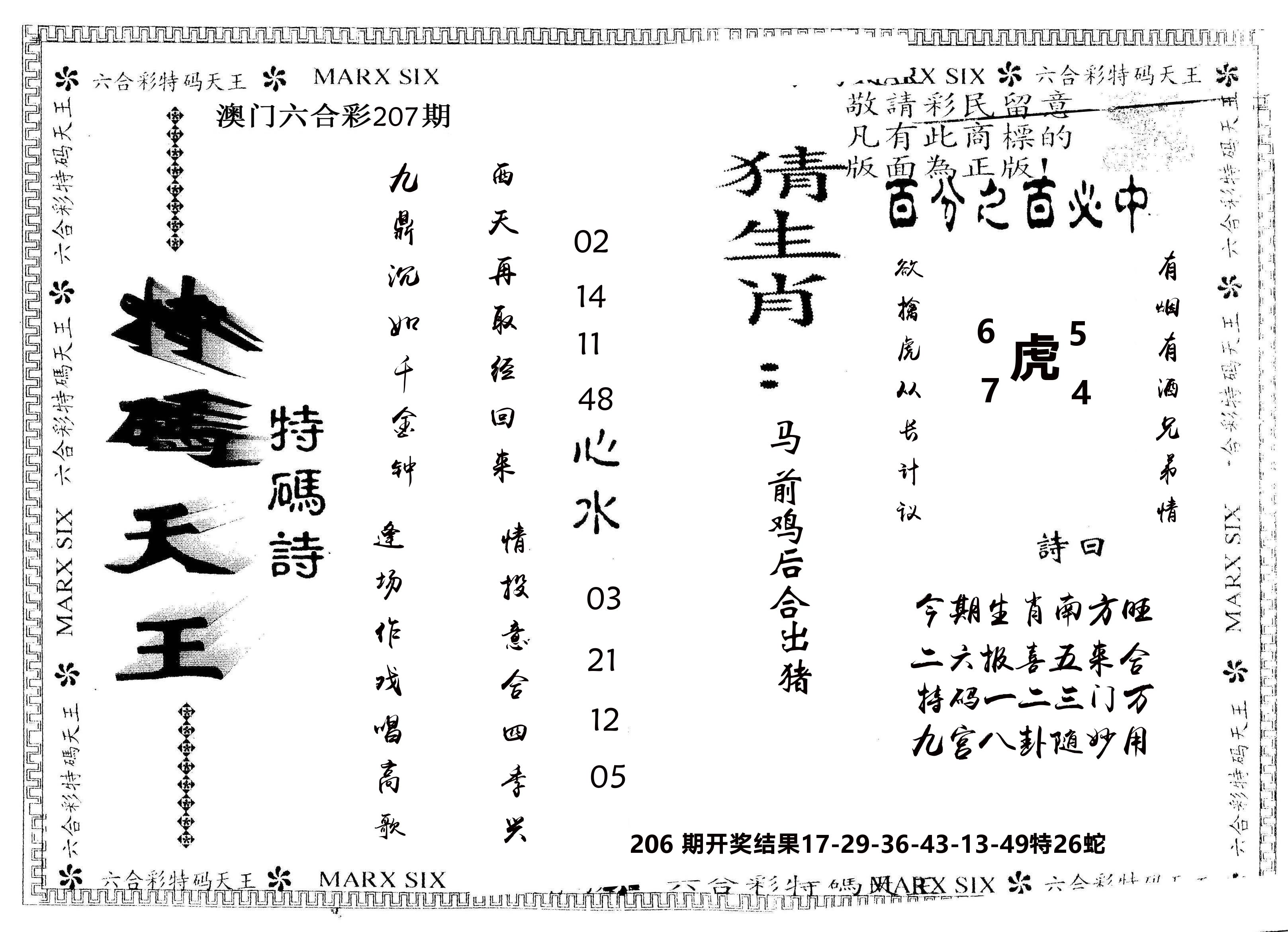 另版特码天王 第207期