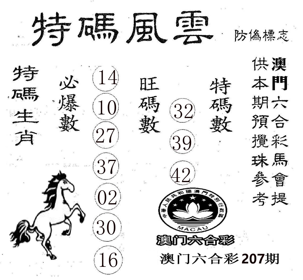 特码风云 第207期