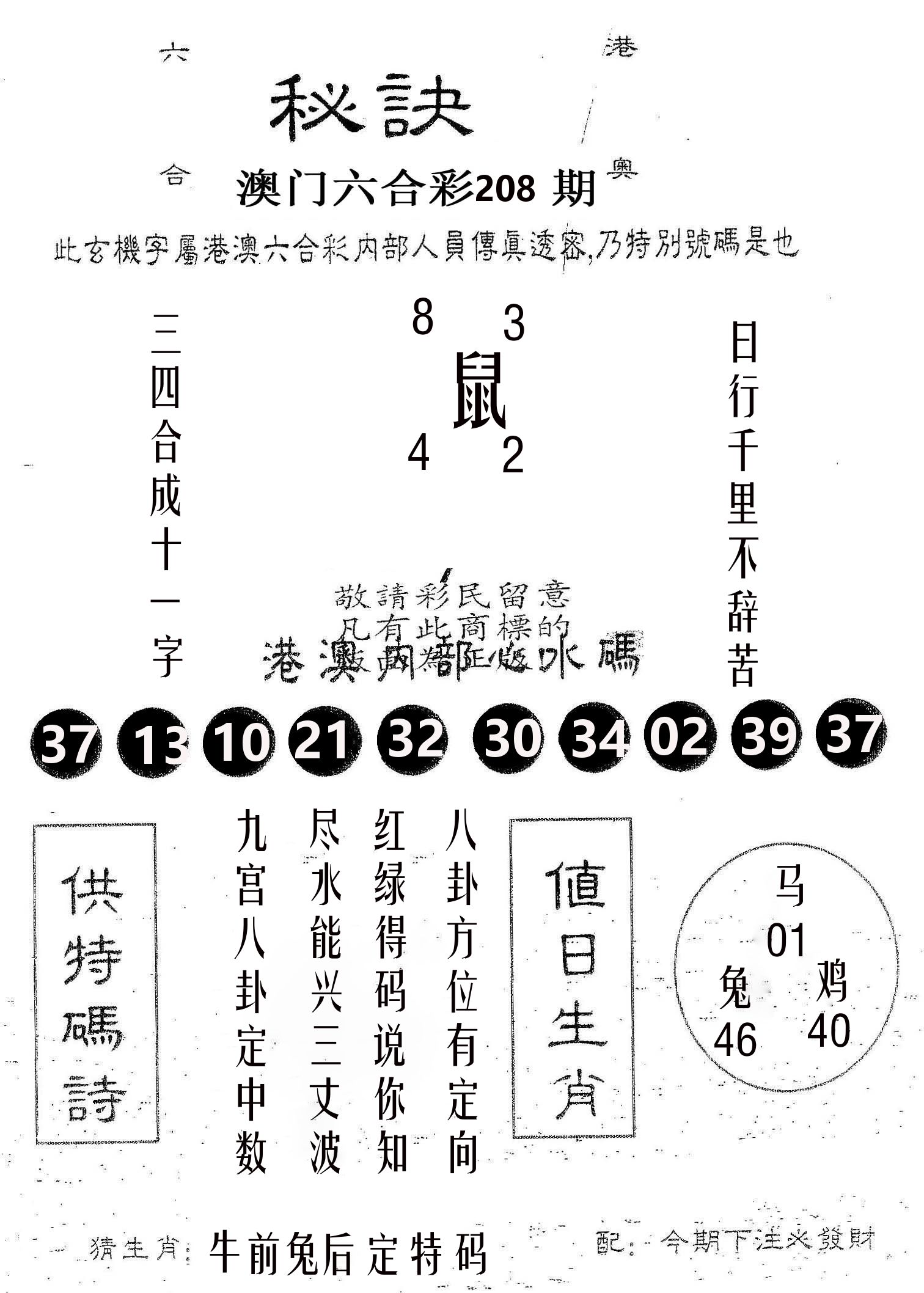 秘决 第208期