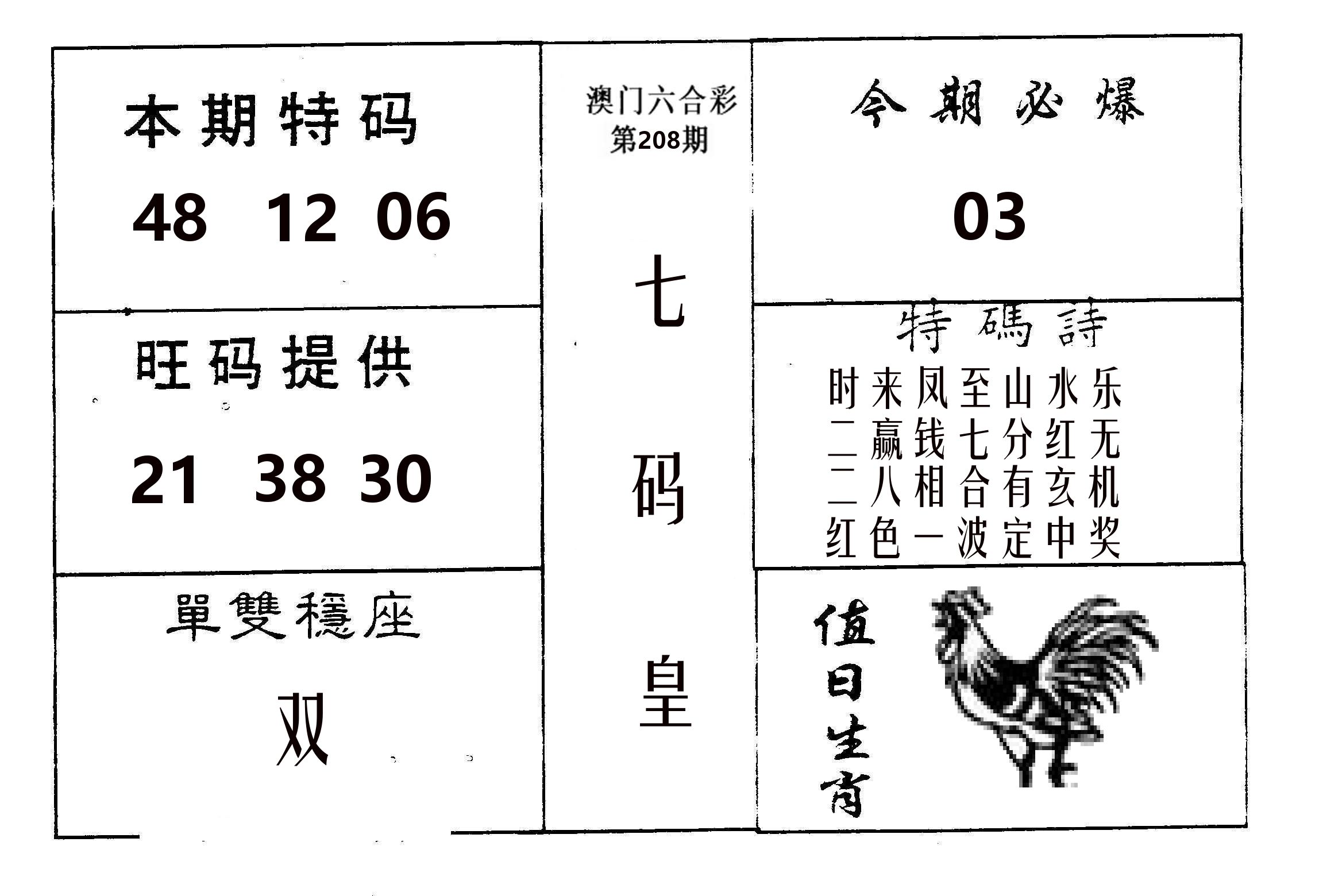 七码皇 第208期