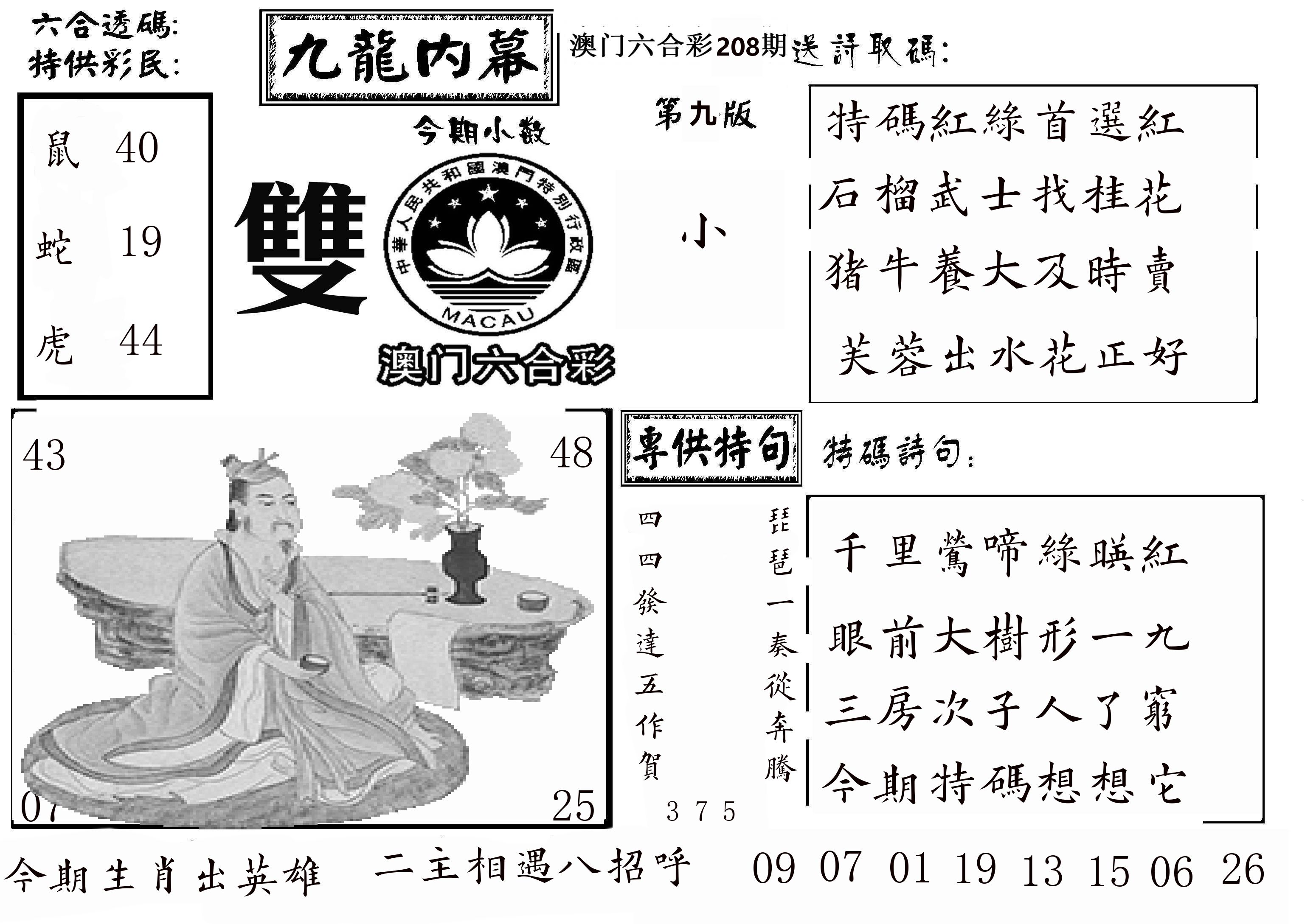 澳门传真3 第208期