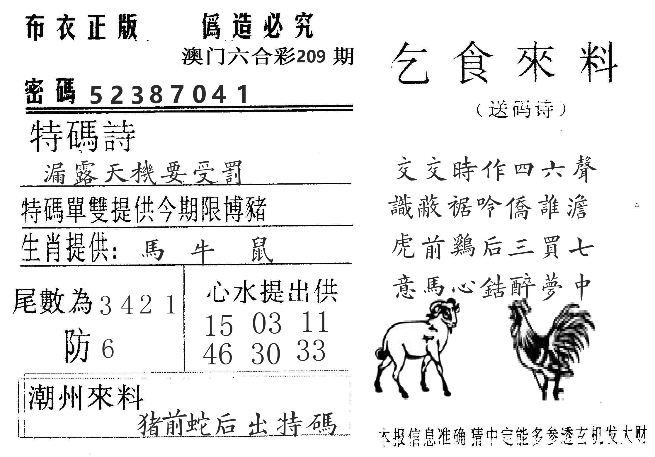 千禧码王 第209期