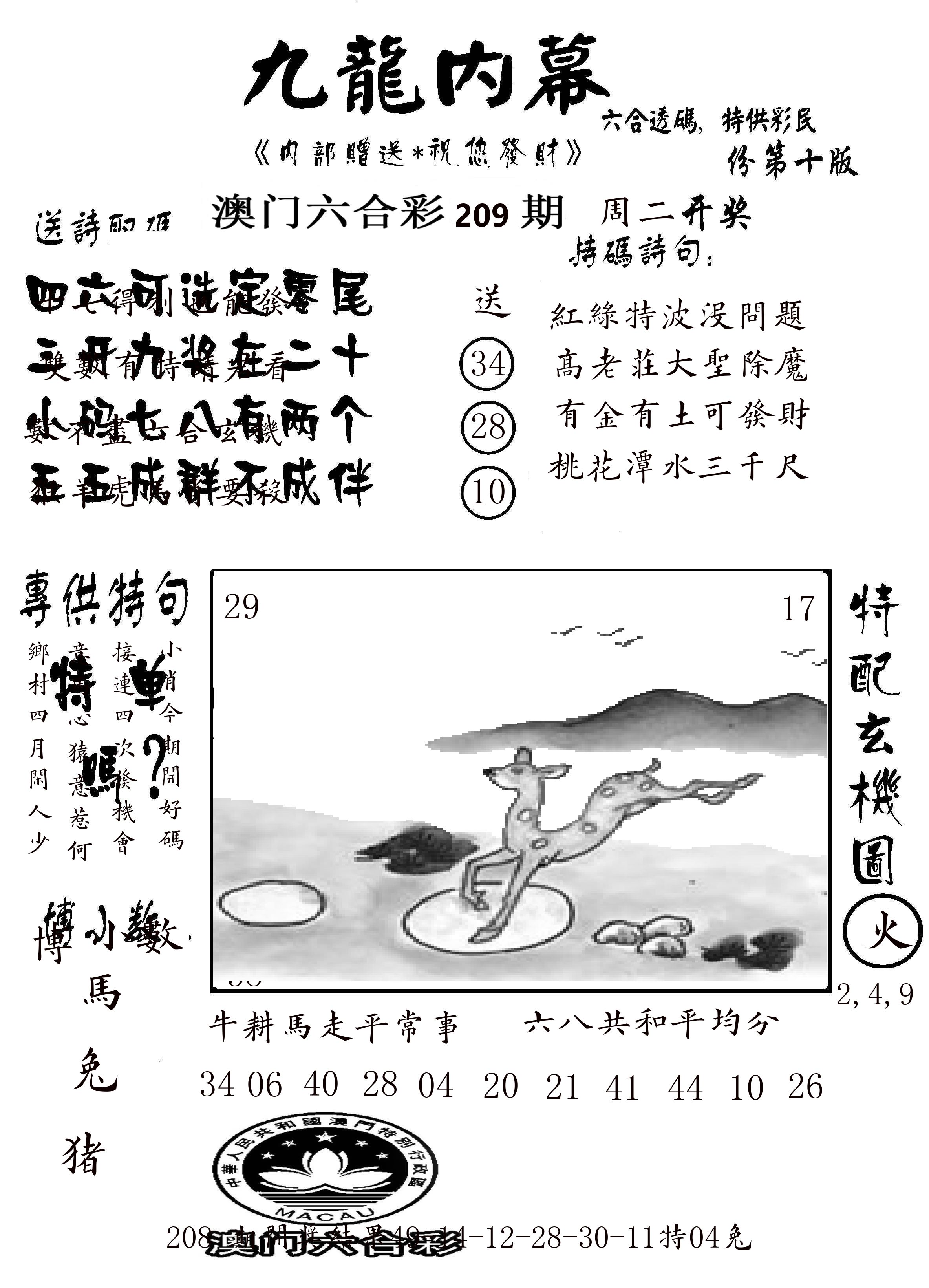 澳门传真2 第209期