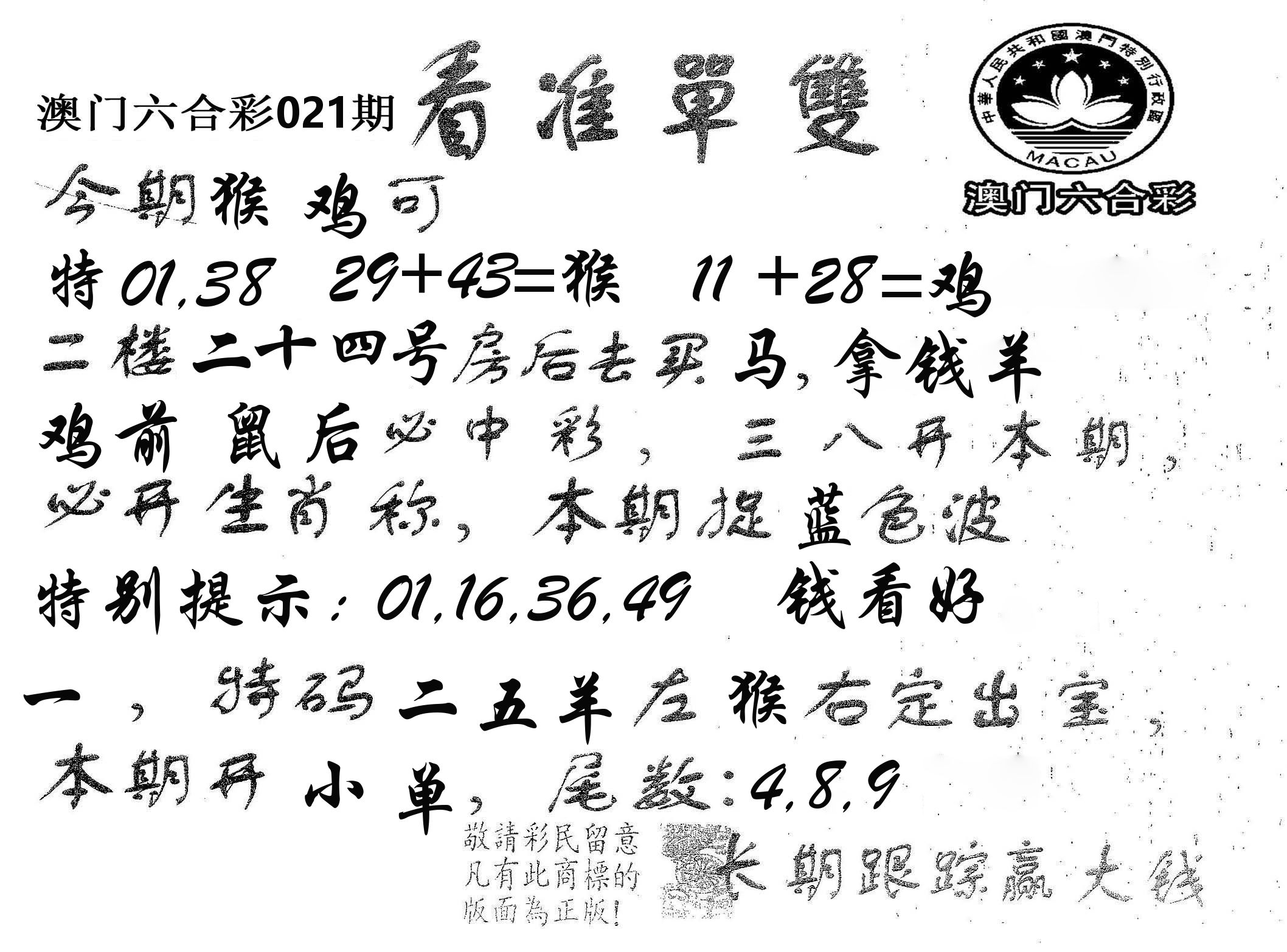 看准单双 第21期
