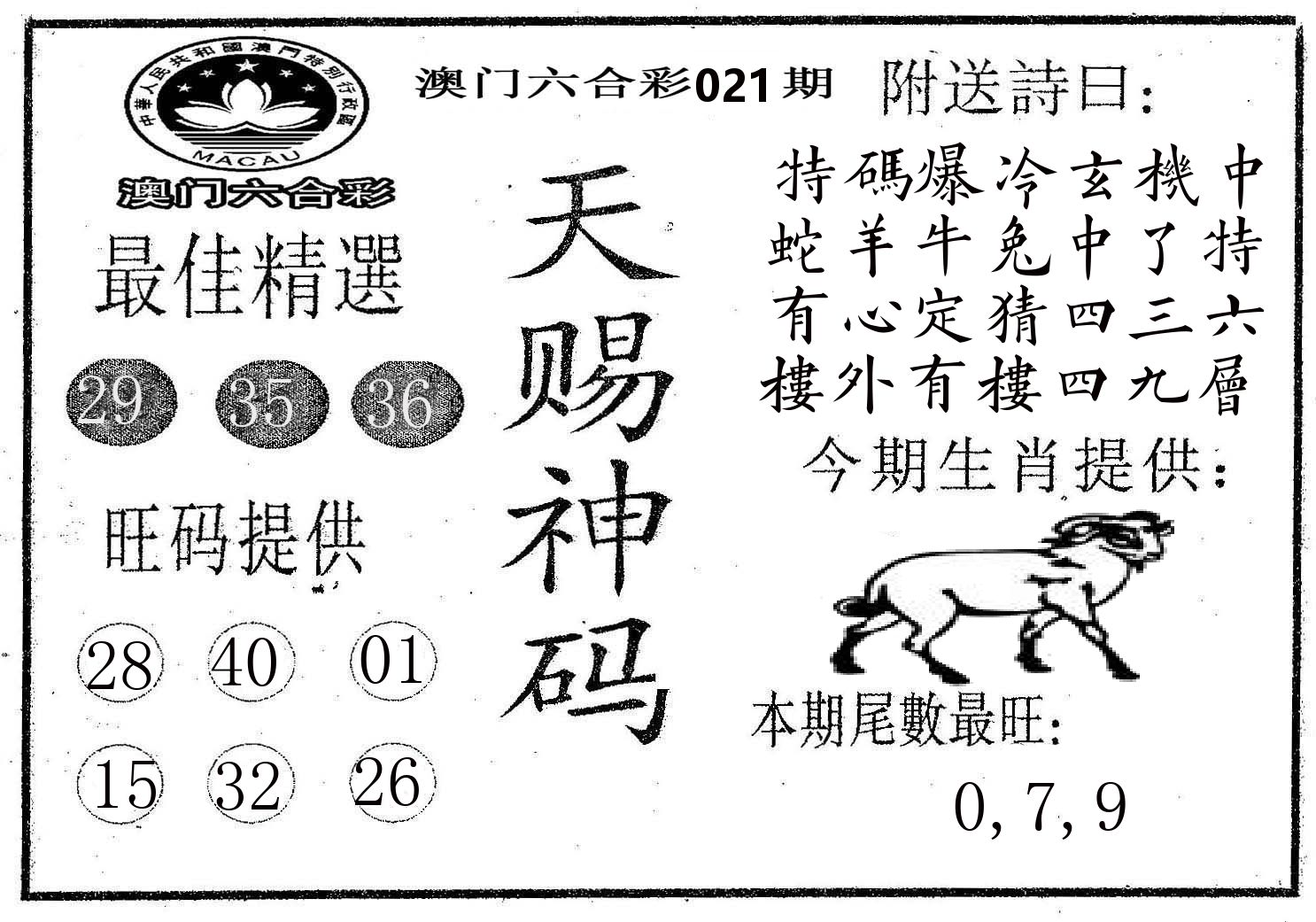 天赐神码 第21期