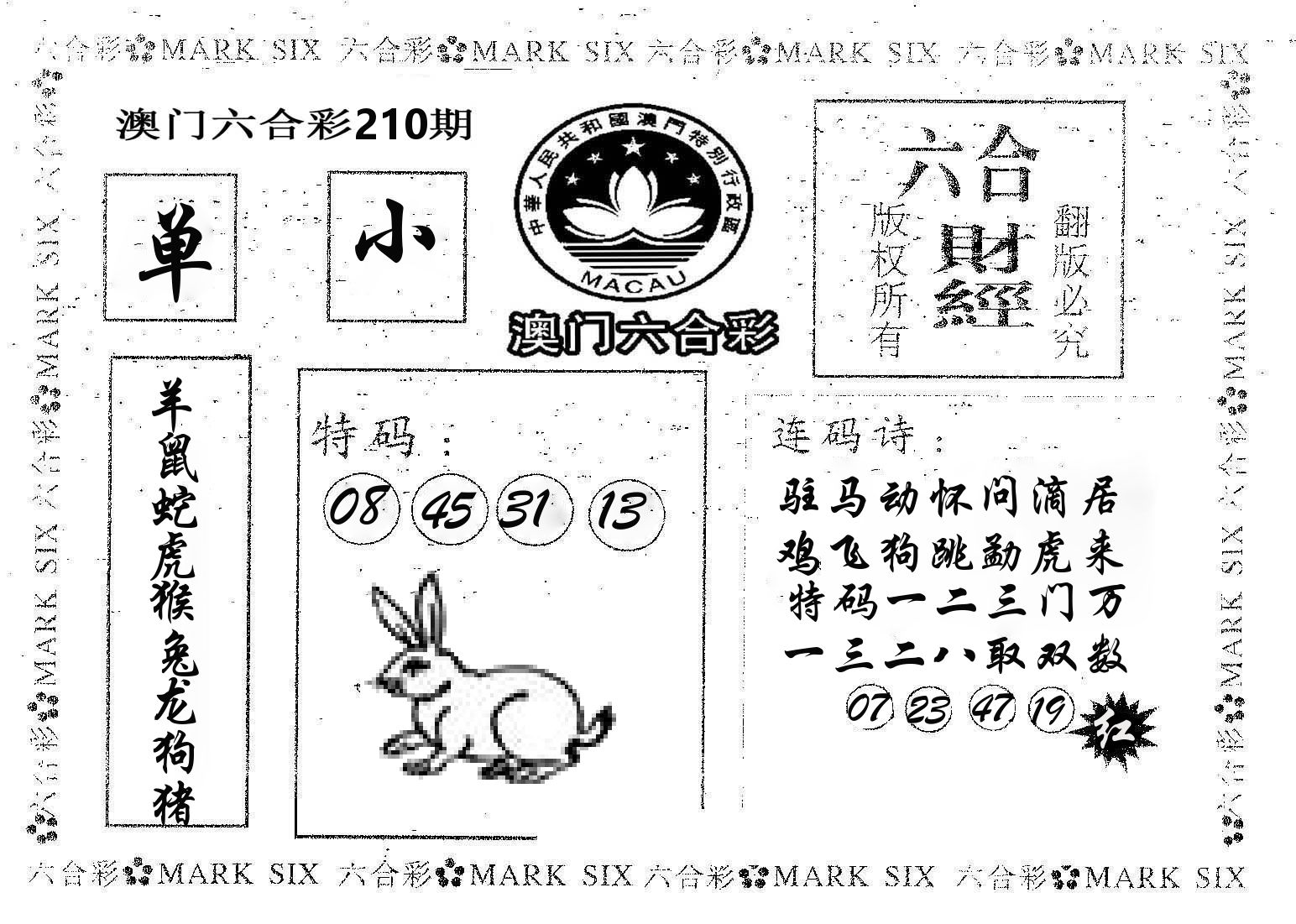 六合财经 第210期