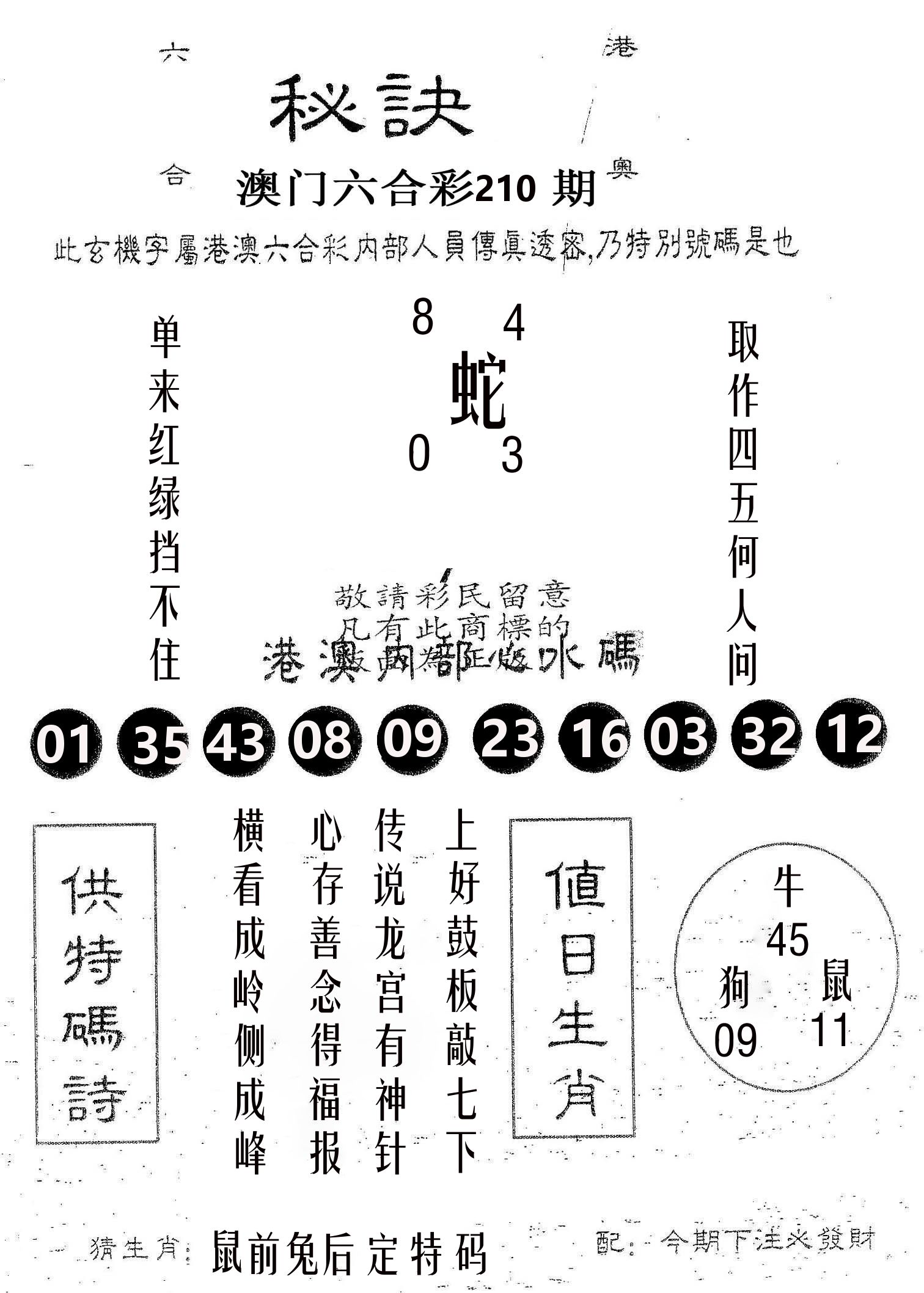 秘决 第210期