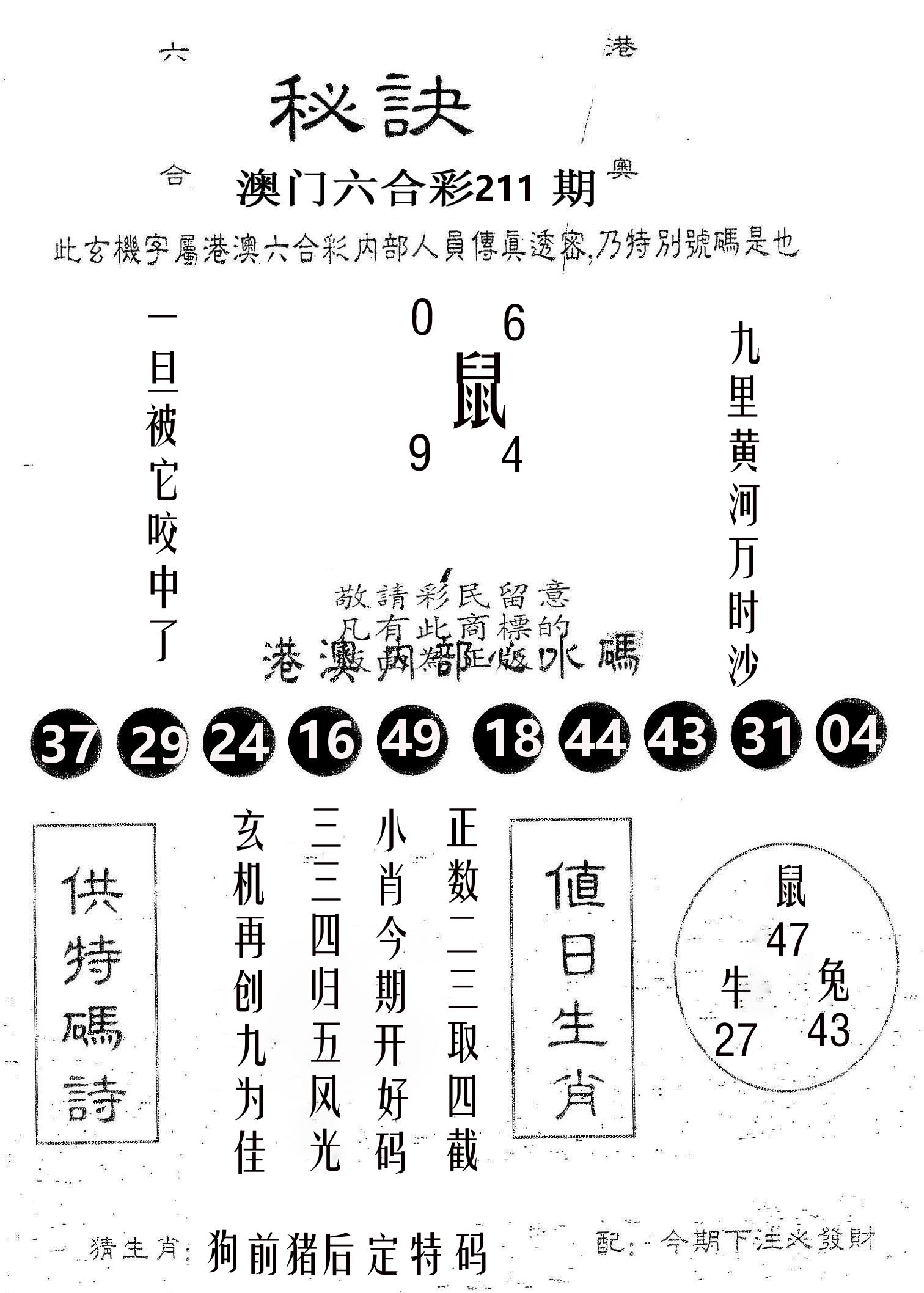 秘决 第211期
