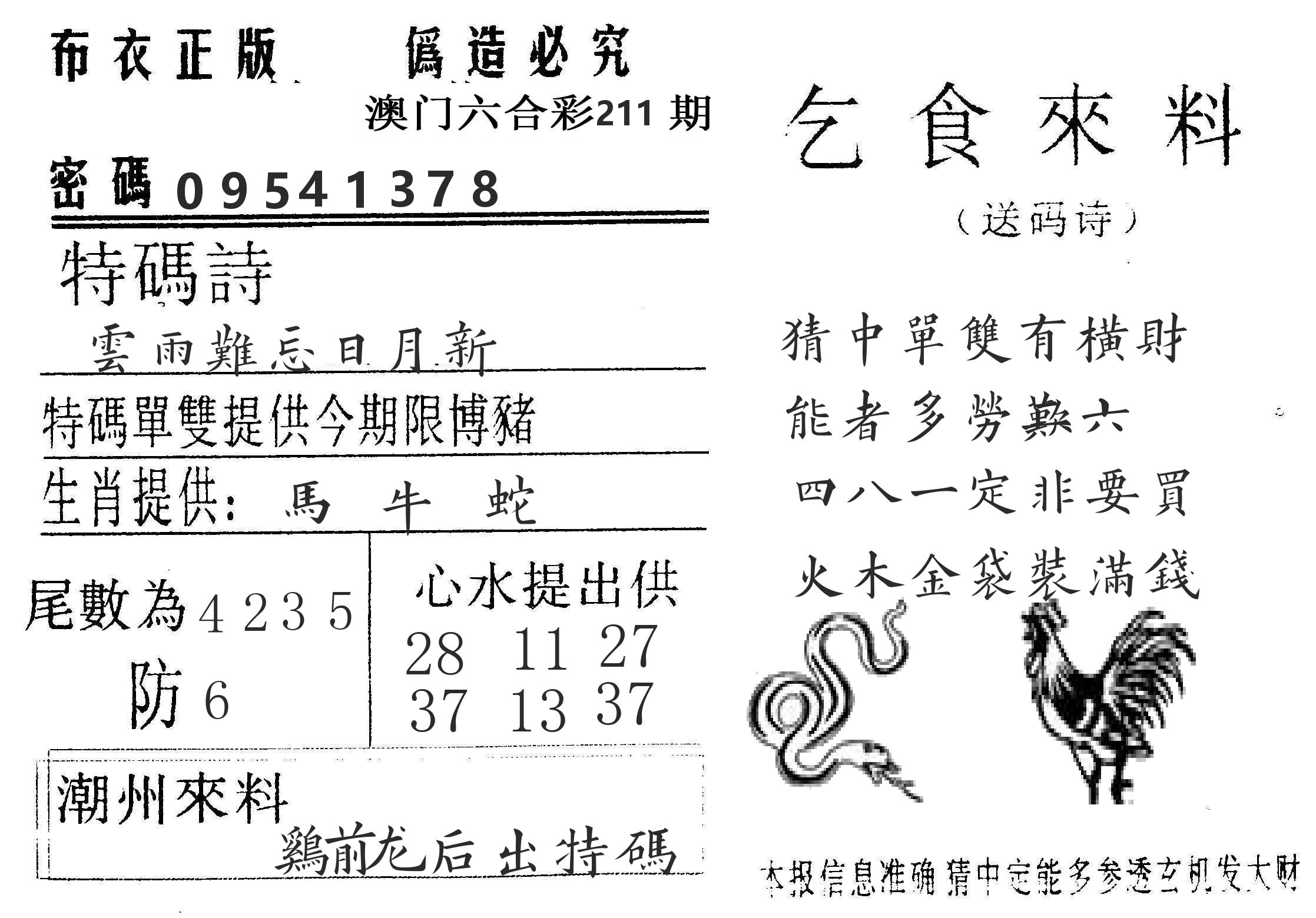 千禧码王 第211期