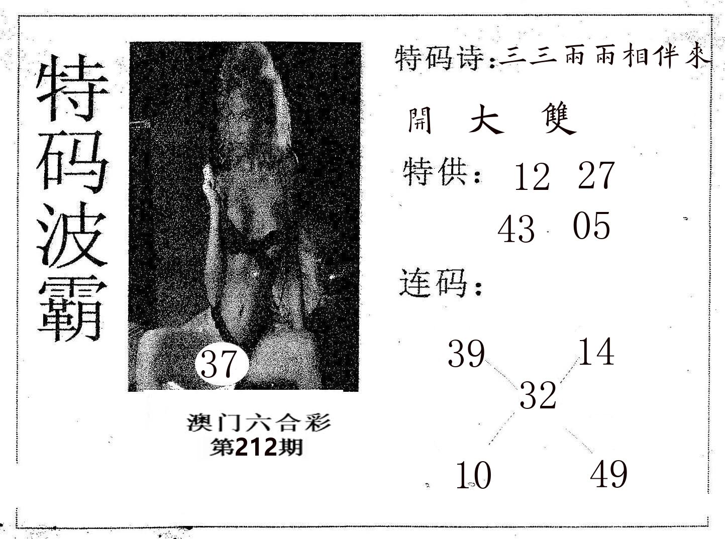 特码波霸 第212期