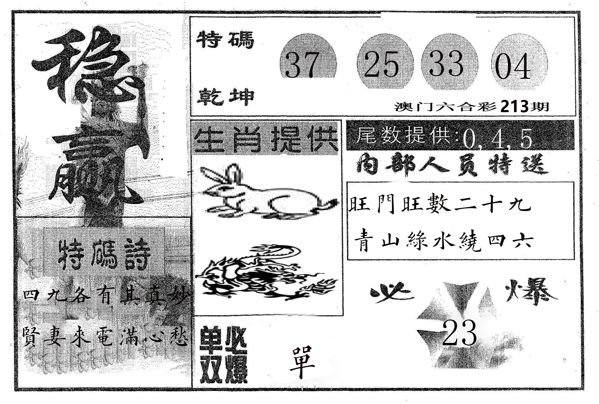稳赢 第213期