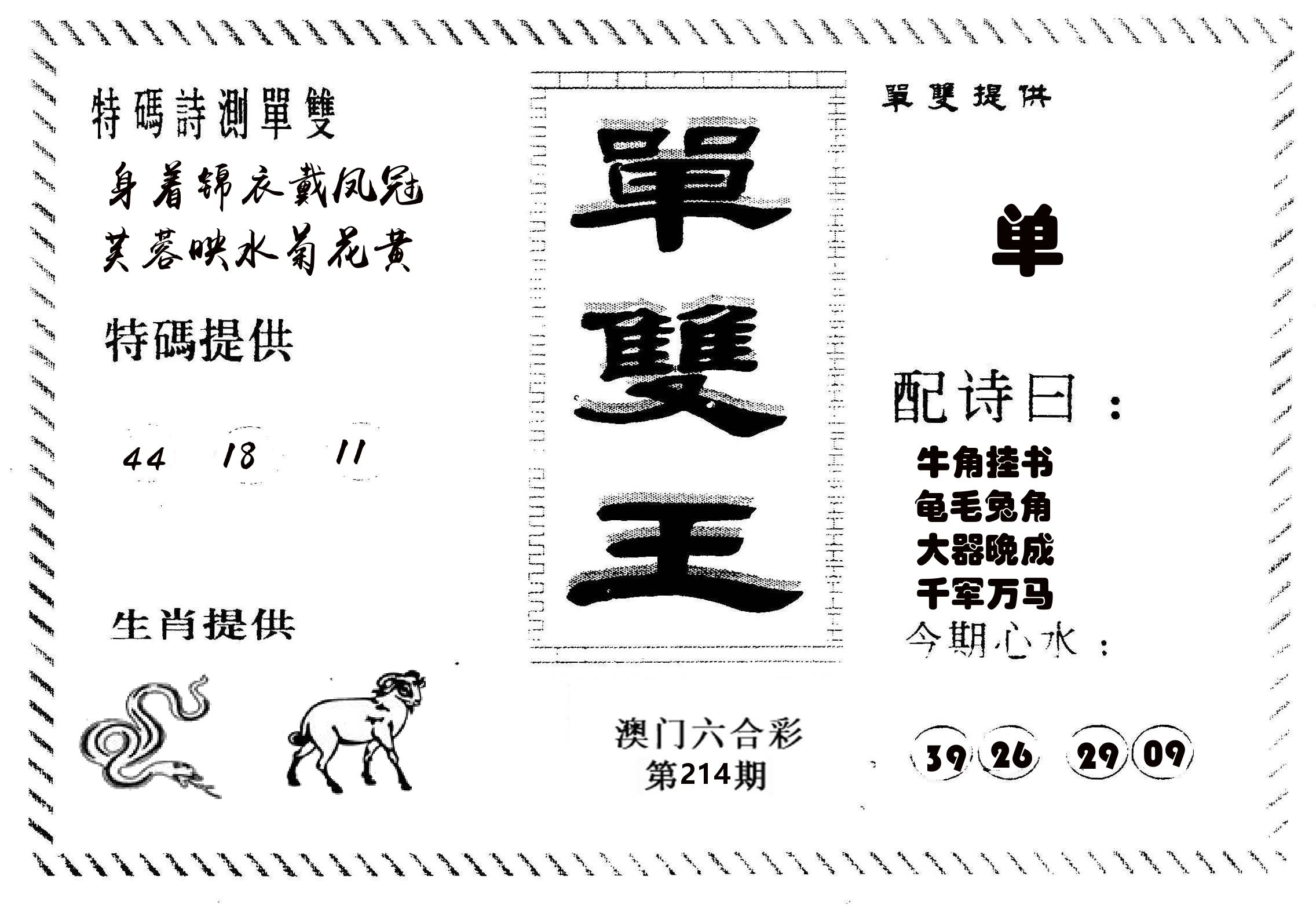 单双王B 第214期