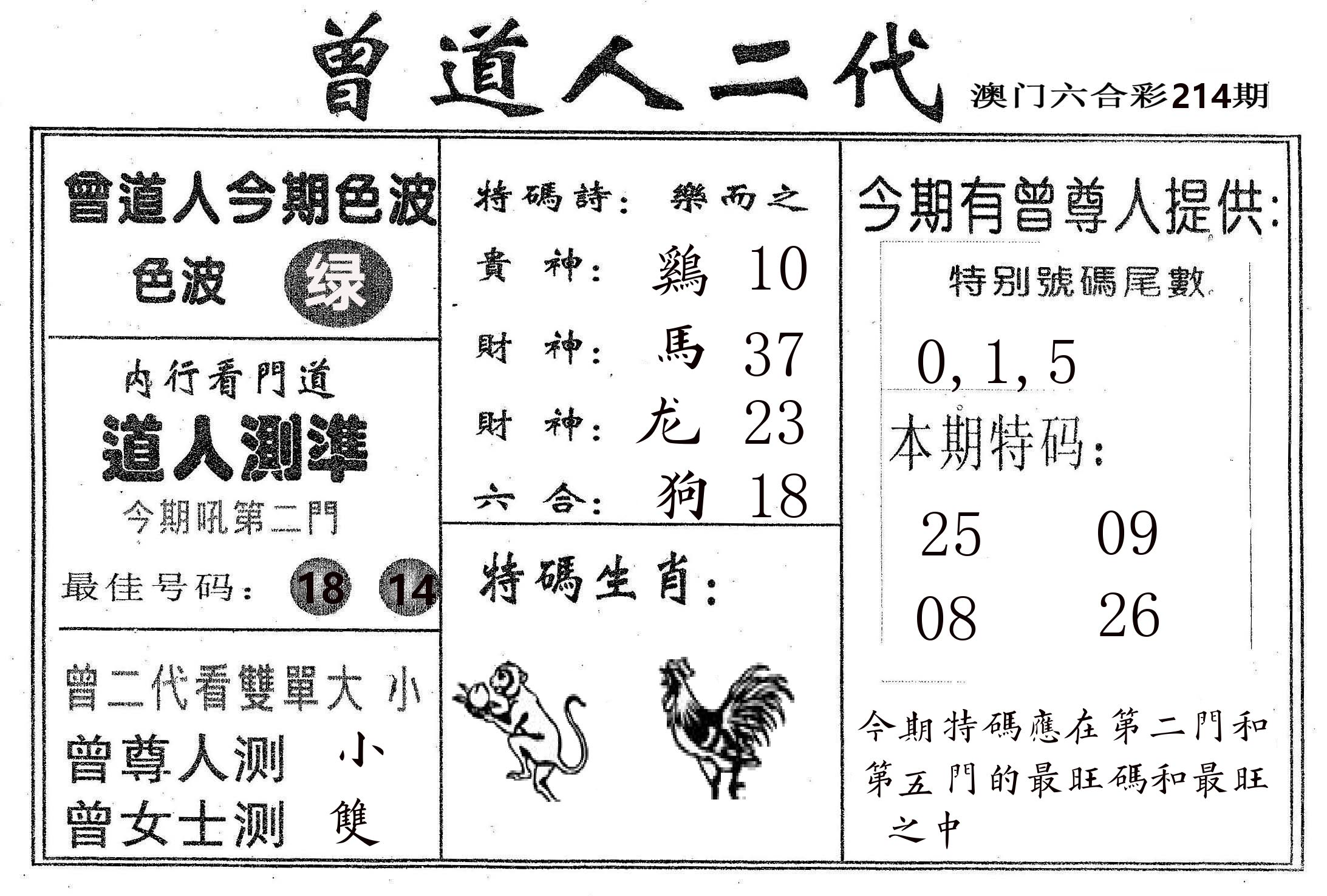 曾二代 第214期