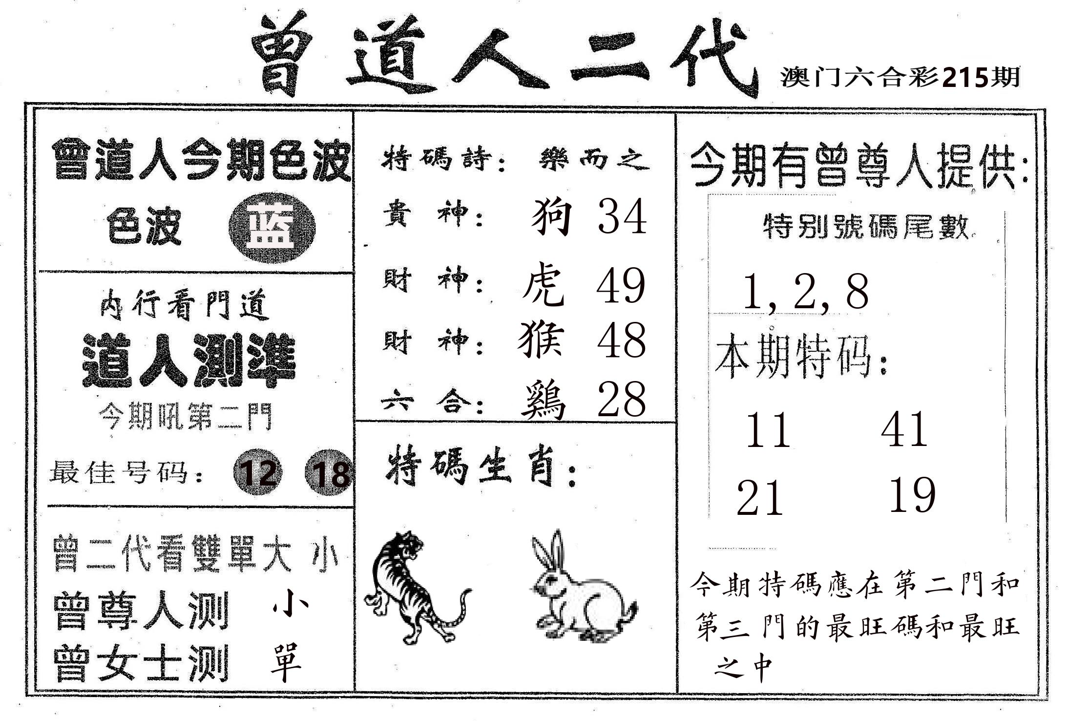 曾二代 第215期