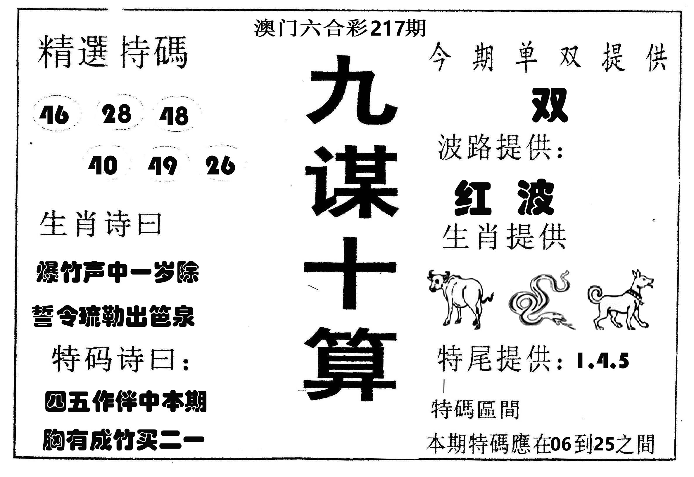 九谋十算 第217期