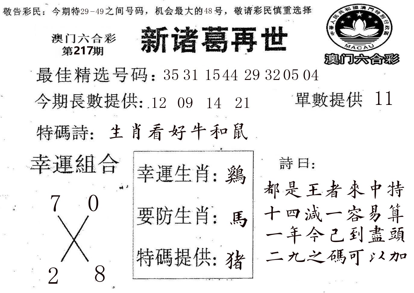 新诸葛 第217期