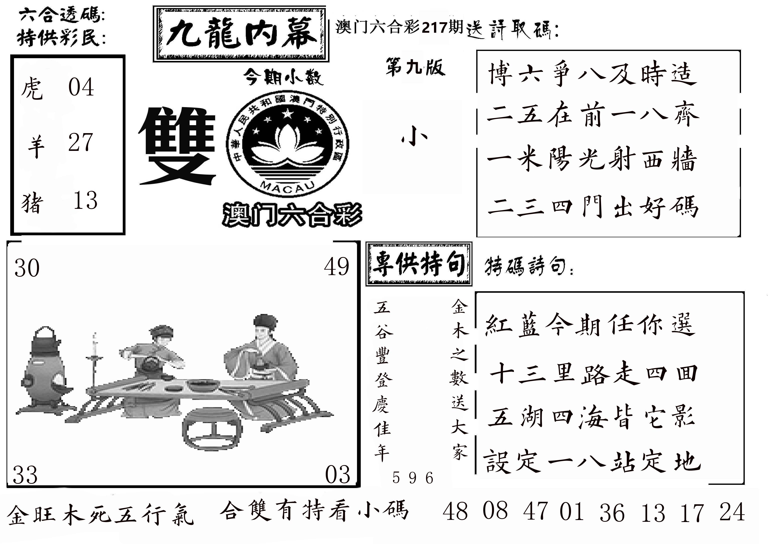 澳门传真3 第217期