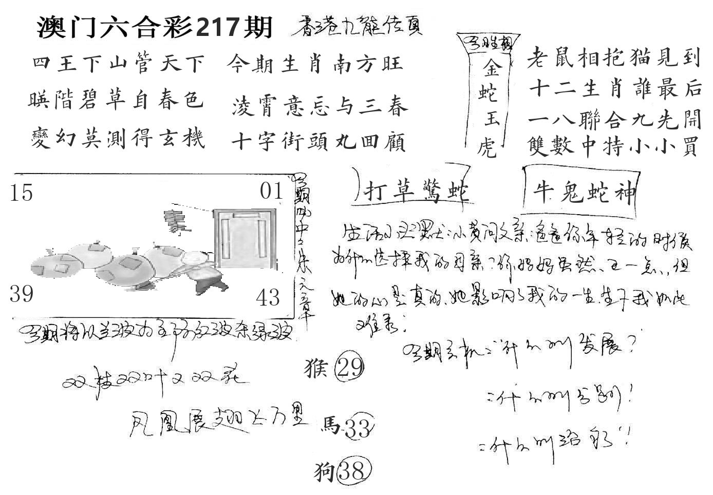 澳门手写九龙 第217期