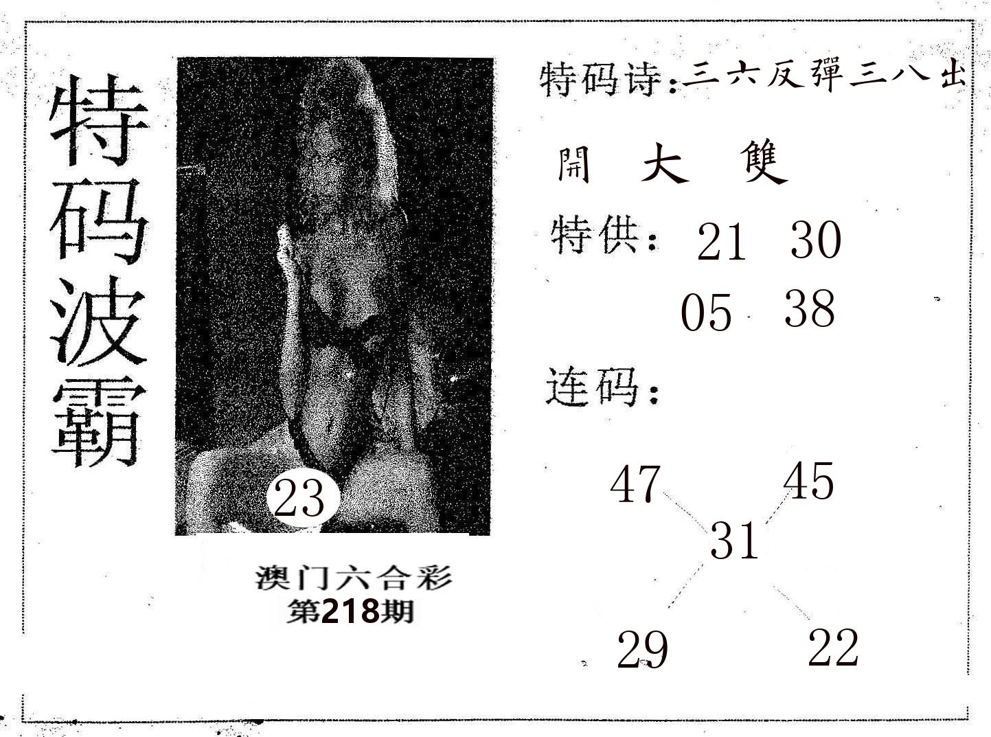 特码波霸 第218期