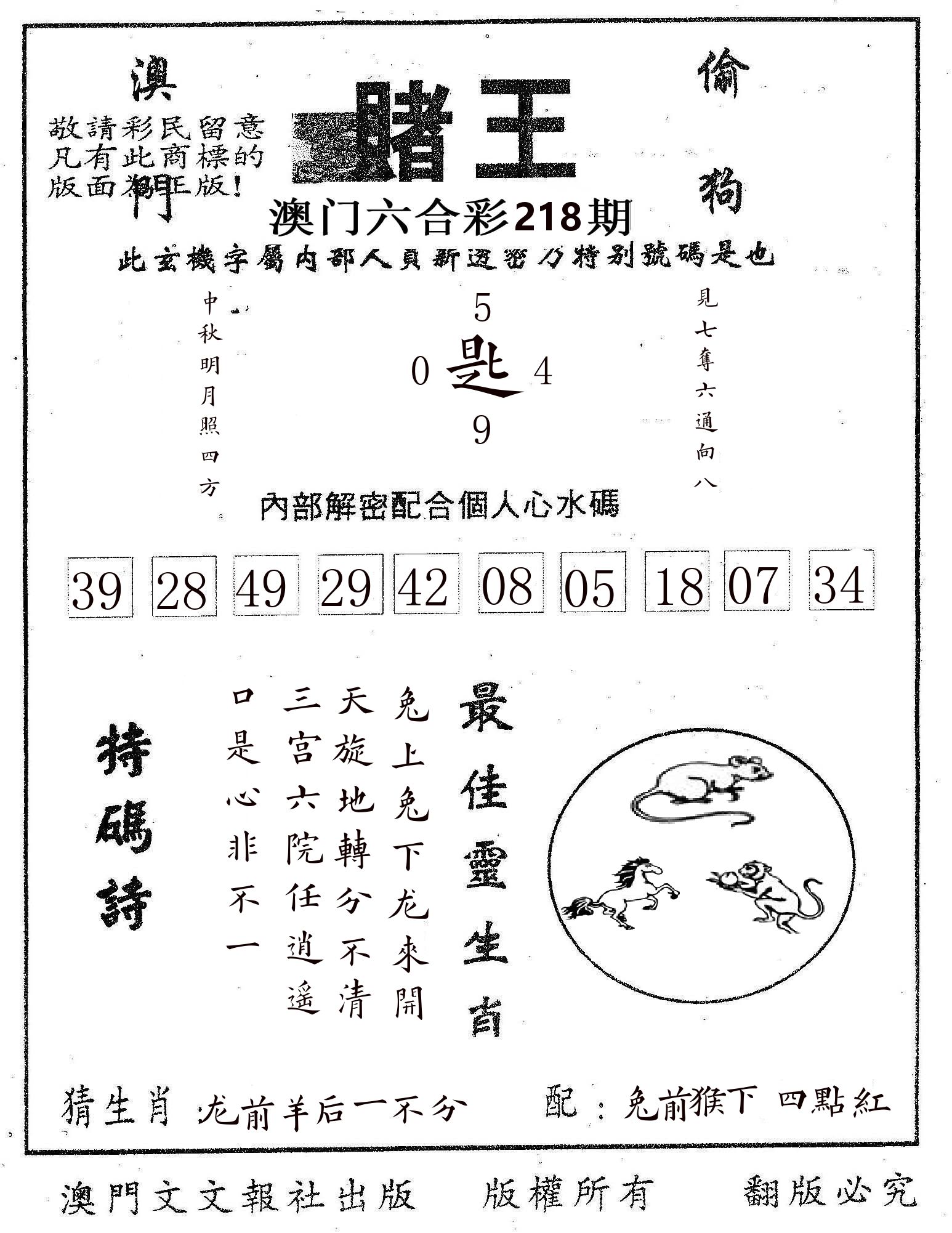 赌王 第218期