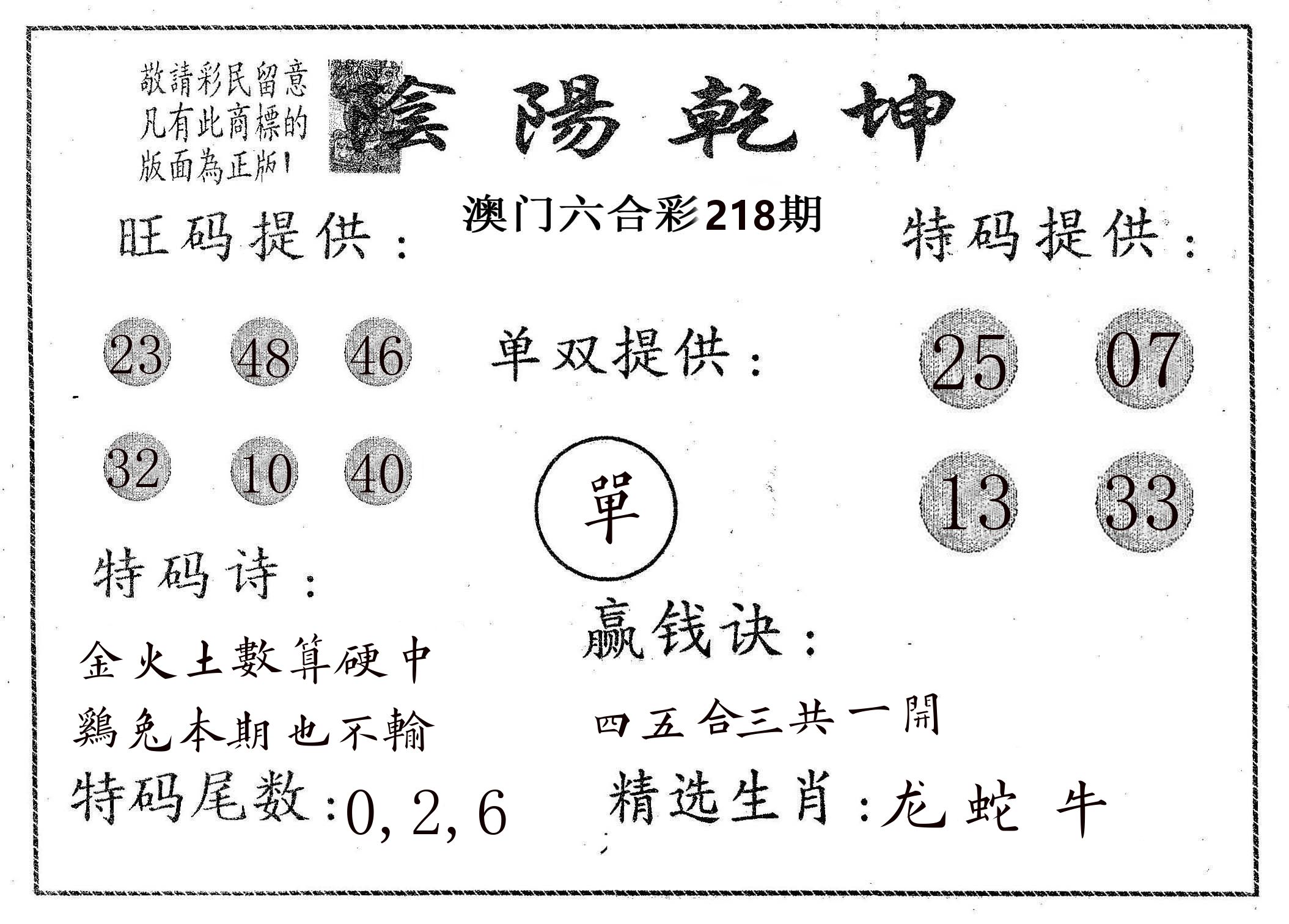 阴阳乾坤 第218期